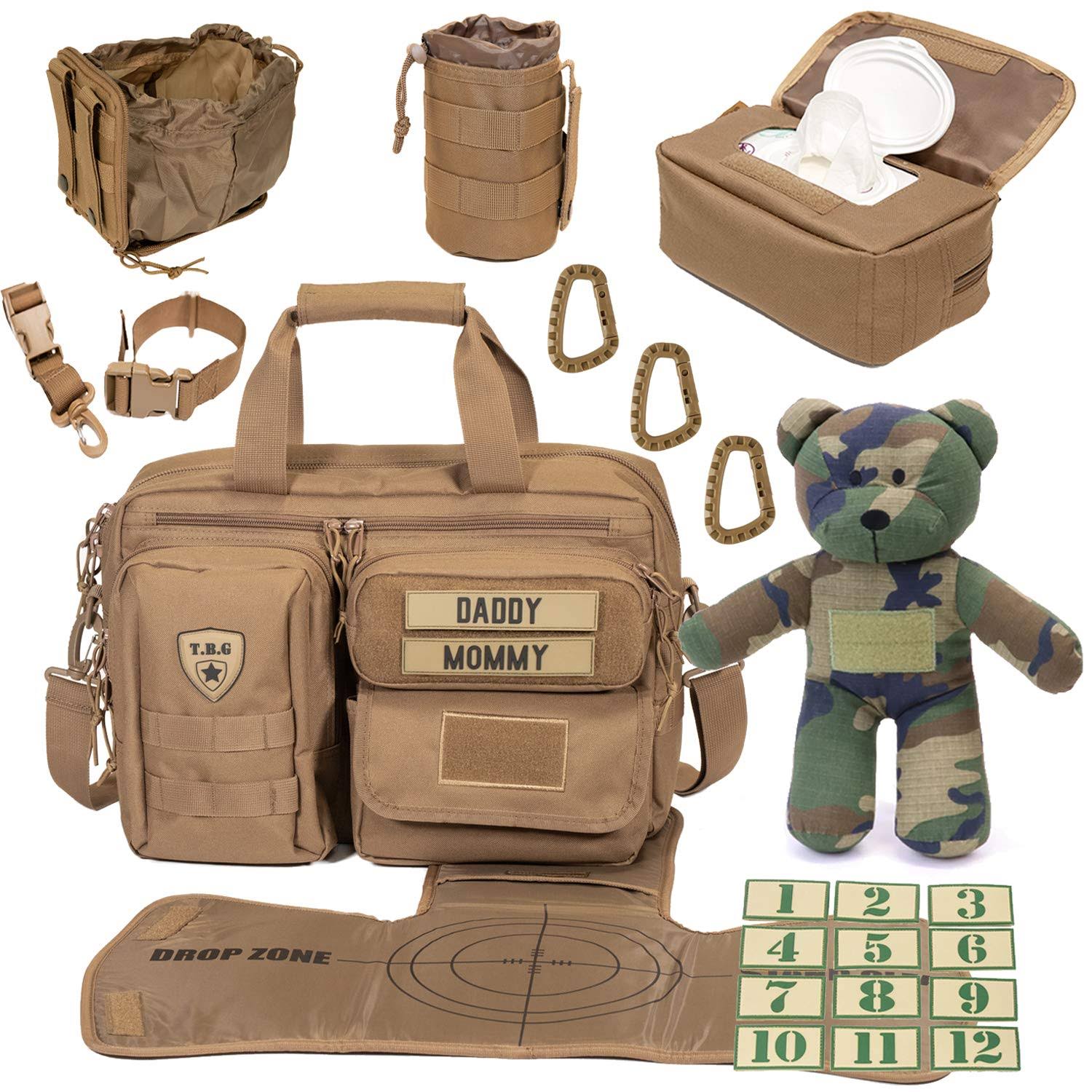 Tactical Baby Gear Full Load Out 2.0 Diaper Bag Set in Coyote Brown