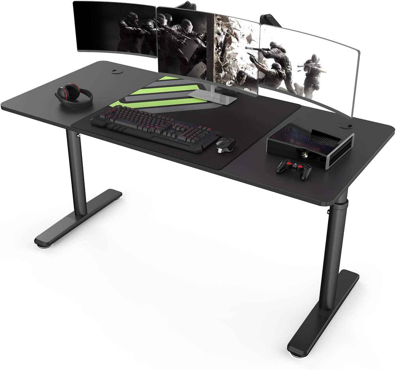 It's_Organized Gaming Desk, 60 Inch Height Adjustable Gaming Computer Desk,PC Gaming Desk Study Writing Laptop Table Workstation, Home Office Gaming Desk Multi-Functional,Black