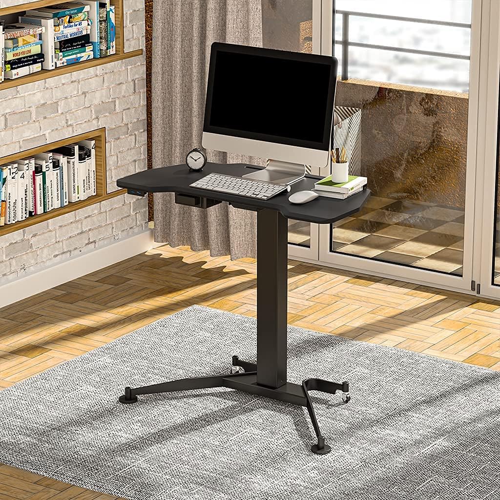 vocheer Electric Height Adjustable Standing Desk, Home Office Computer Table Modern Design 43-Inch Standing Table for Healthy Working with Height Memory Function for Computer Laptop, Black