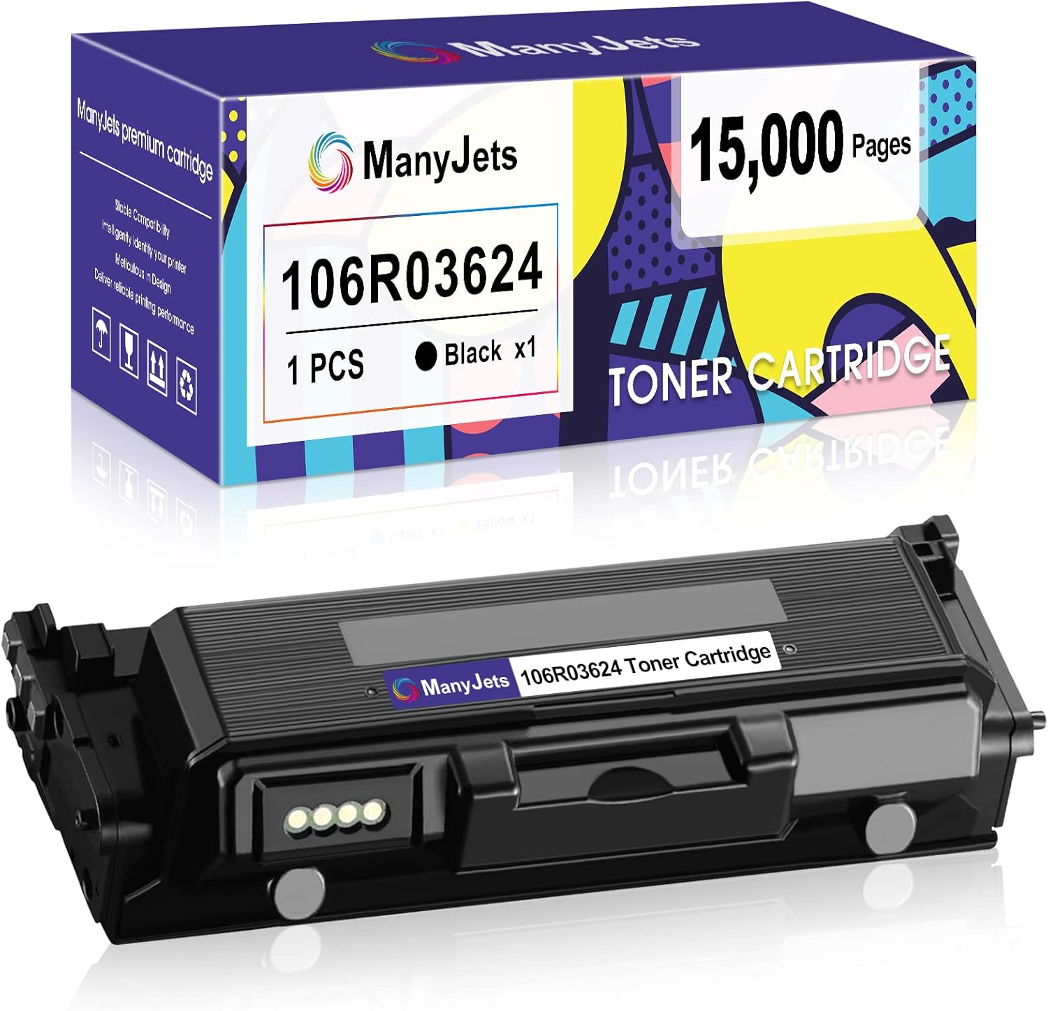 ManyJets 106R03624 Compatible Toner Cartridge Replacement for Xerox WorkCentre 3335 3345 Phaser 3330 Printer Toner Cartridge (High Yield 15,000 Pages,Black,1-Pack) Pack of 2