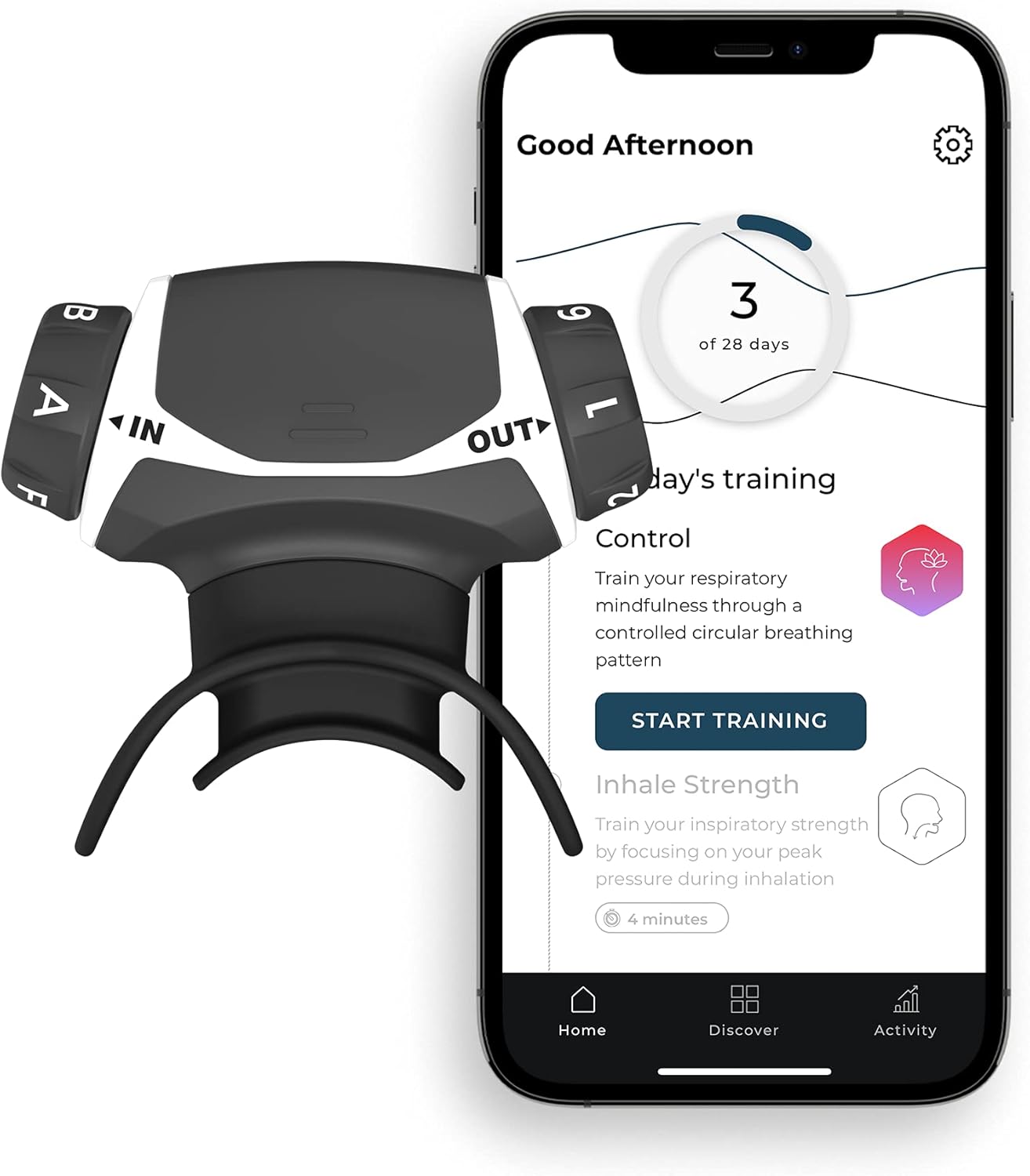 Airofit Active Breathing Trainer & Virtual Breathing Guided App | General Well-Being, Muscle Trainer for Enhanced Lung Capacity, Improved Active Lifestyle | Excellent For People In Sports & Well-Being