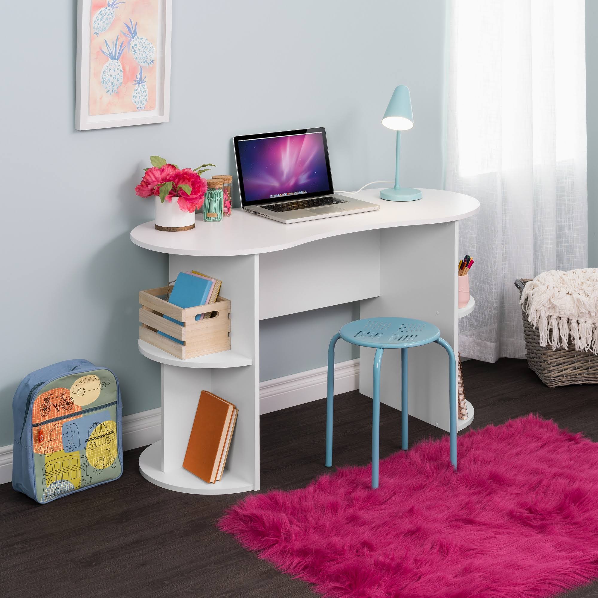 Prepac Kurv Compact Student Desk with Storage - White