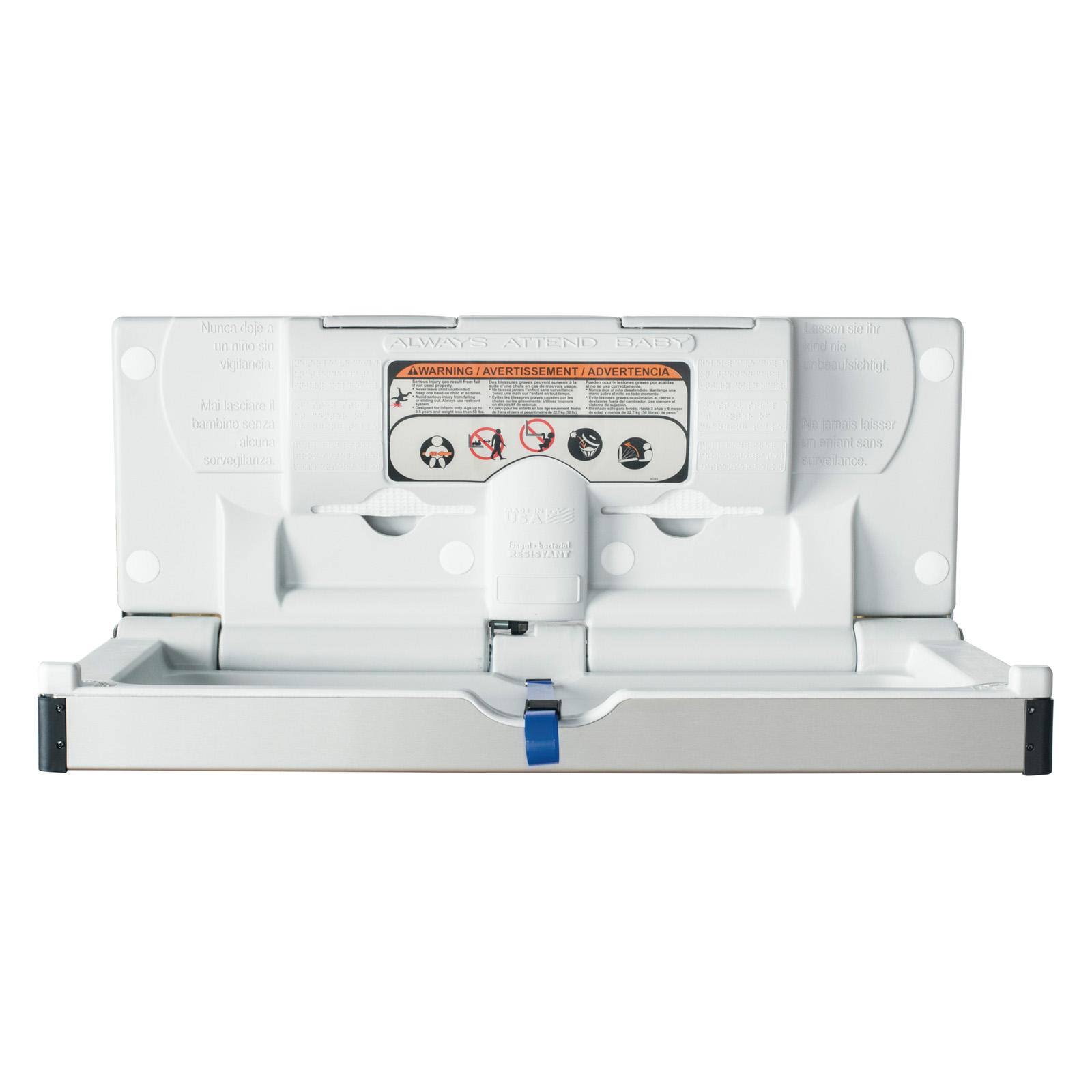 Foundations Surface Mount Stainless Frameless Baby Clad Changing Station for Public Washrooms, Steel