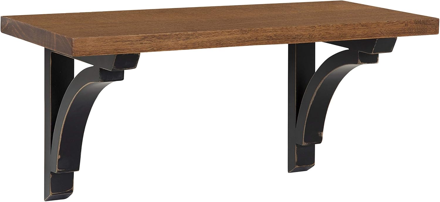 Kate and Laurel Corblynd Traditional Wood Wall Shelf, 24 inches, White Pack of 2