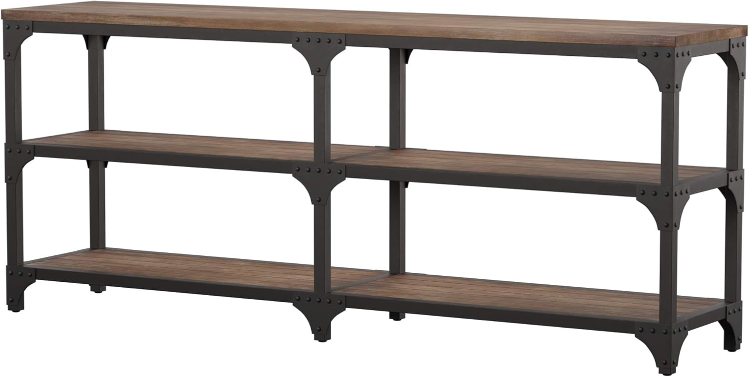 ACME Gorden Console Table - 72680 - Weathered Oak & Antique Silver