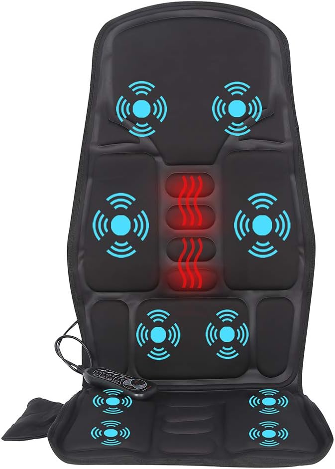 Vibration-Back-Massager with Heat, Back-Massage-Cushion, Chair Seat Massager with 10 Vibrating Nodes to Release Stress and Fatigue, for Home Office Use
