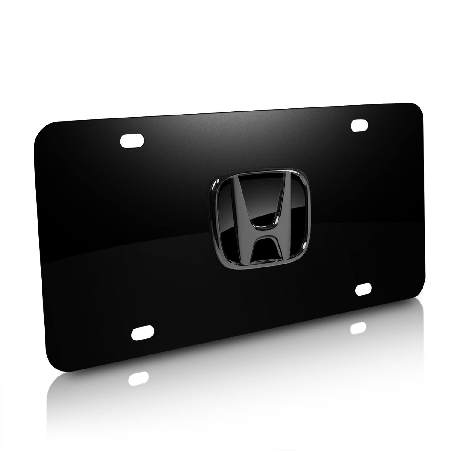 Honda Black Chrome 3D Logo Black Metal License Plate