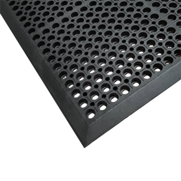 Cactus Mat 4420-CSWB VIP Duralok 3& 2x22 x 5& 1x22 Black Anti-Fatigue Anti-Slip Floor Mat with Beveled Edge - 3/4x22 Thick