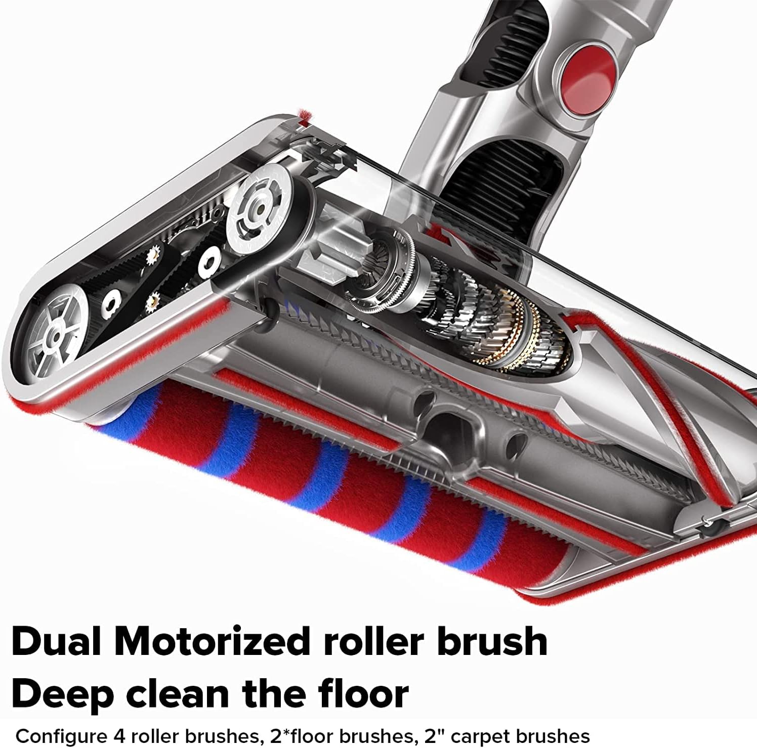 Cordless Vacuum Cleaner, Redroad V17 Vacuum Cleaner with Color LCD Display, 26.5Kpa Powerful Stick Vacuum Cleaner Cordless with 450W Motor, Up to 60 Min Runtime, Smart 5-fold Filter System - Dual HEPA