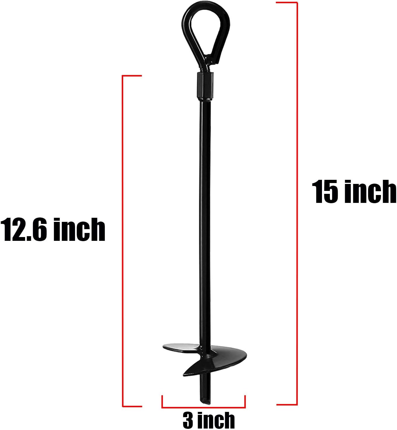 Jayzod Earth Ground Anchor 15 Inch Heavy Duty Earth Augers Shelters, Canopies,Tents,Swing Sets,Trampoline，8 Pack,Adapter not Included