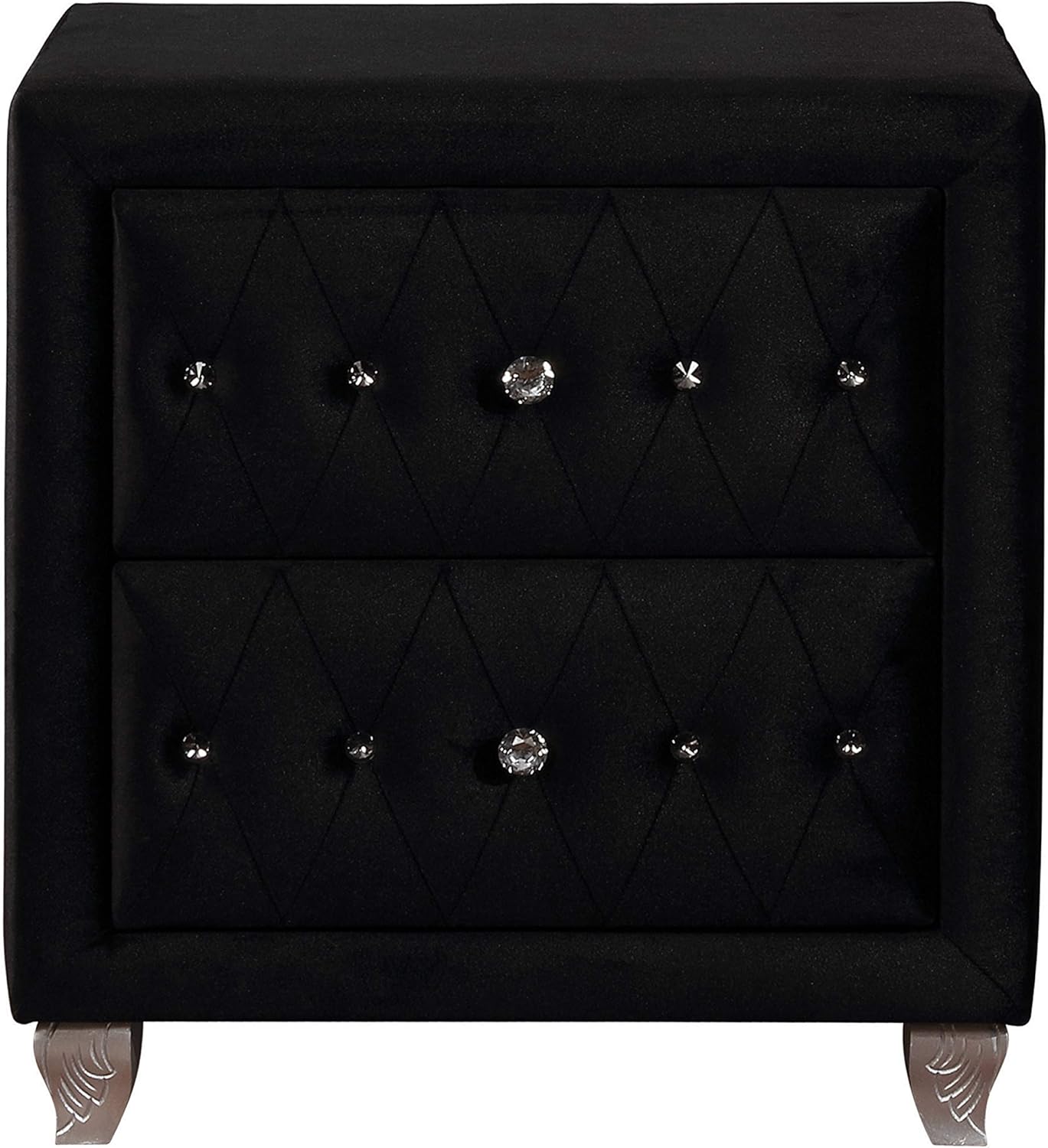 Coaster Home Furnishings Deanna 2-Drawer Rectangular Black Nightstand, 18