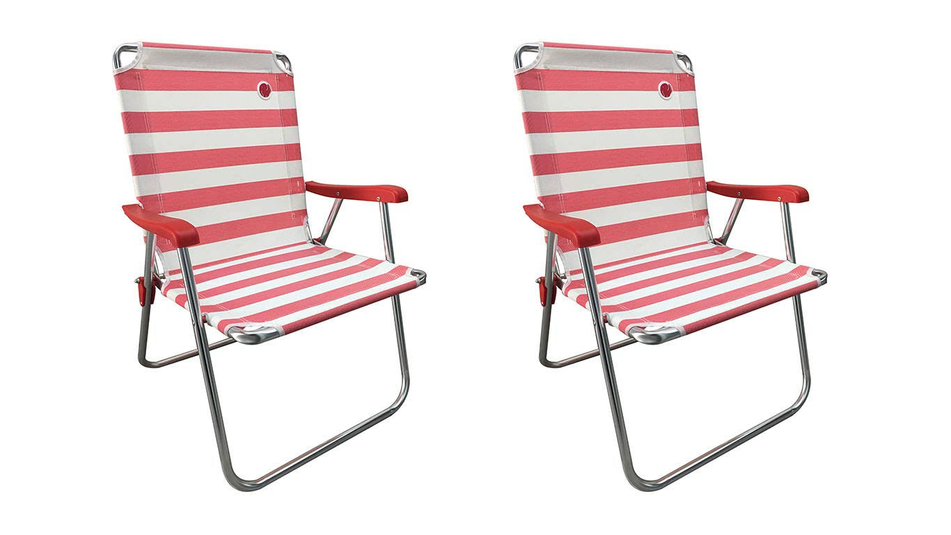 Omnicore Designs New Standard Folding Camp/Lawn Chair (2 Pack) Red