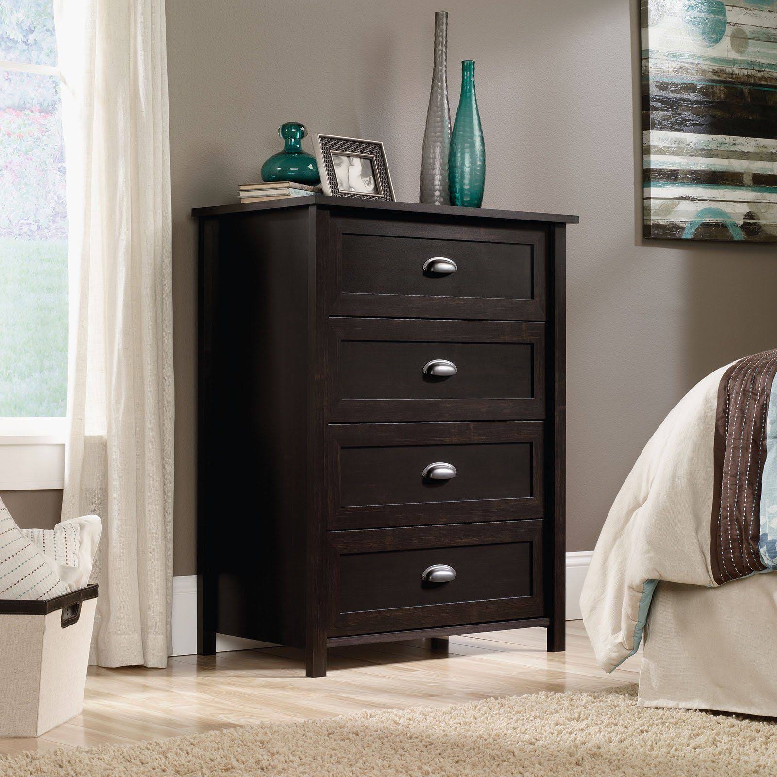 Sauder County Line 4 Drawer Dresser, Estate Black