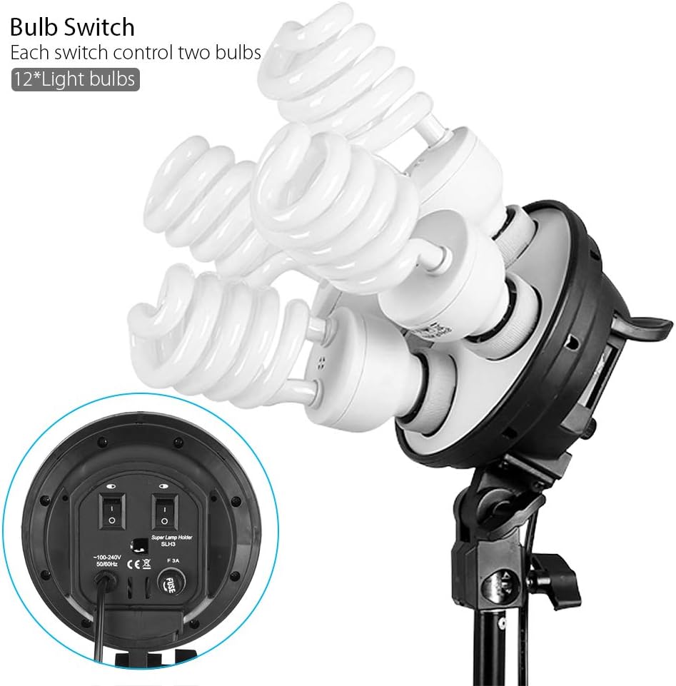 Andoer Photography Studio Softbox Lighting Kit with 6.5ftx10ft(2X3Meters) Background Support System Including 3pcs Backdrops(Black/White/Green) Screen for Photo, Video, Portrait and Product Shooting