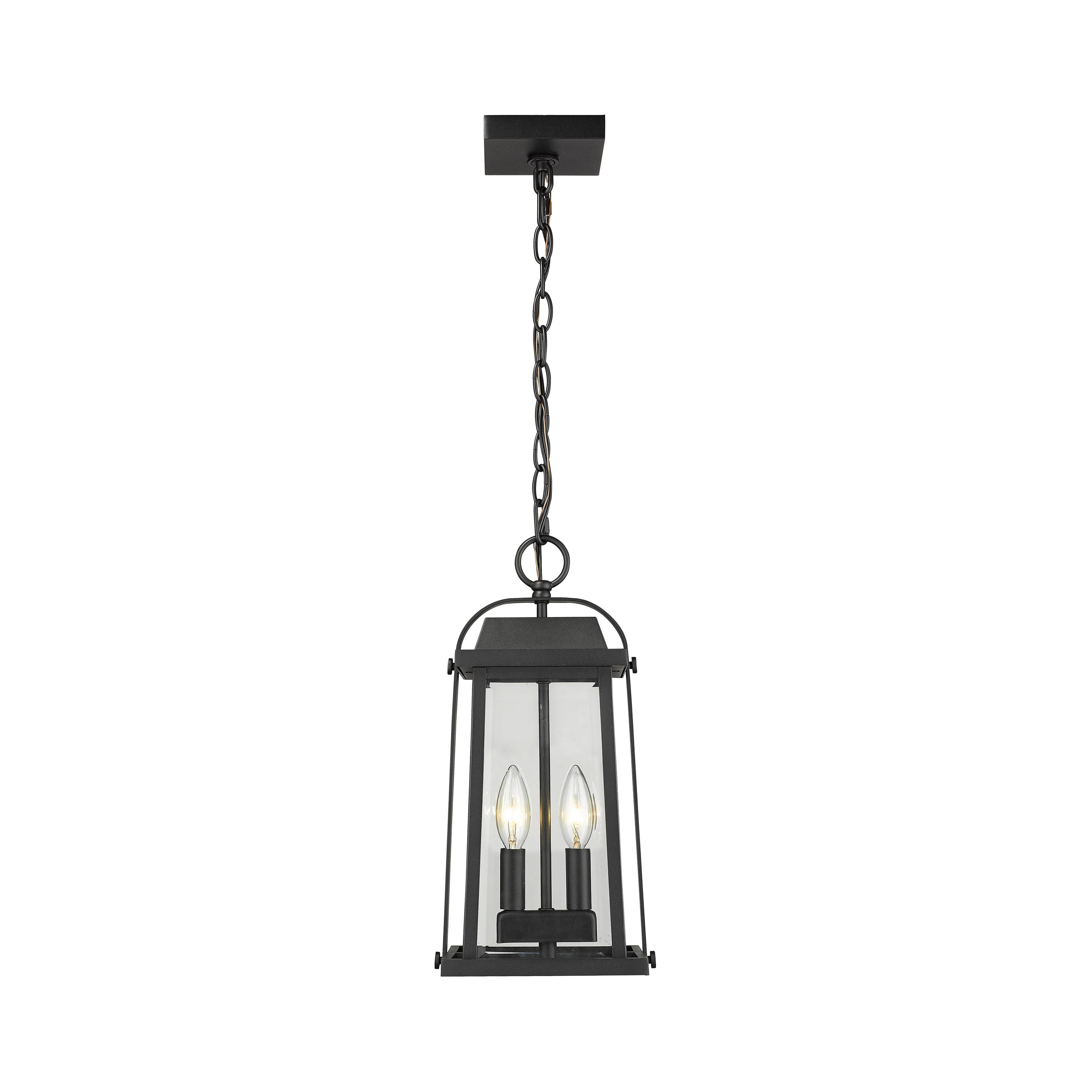 Z-Lite 574CHM-BK Millworks 2 Light Outdoor Chain Mount Ceiling Fixture in Black