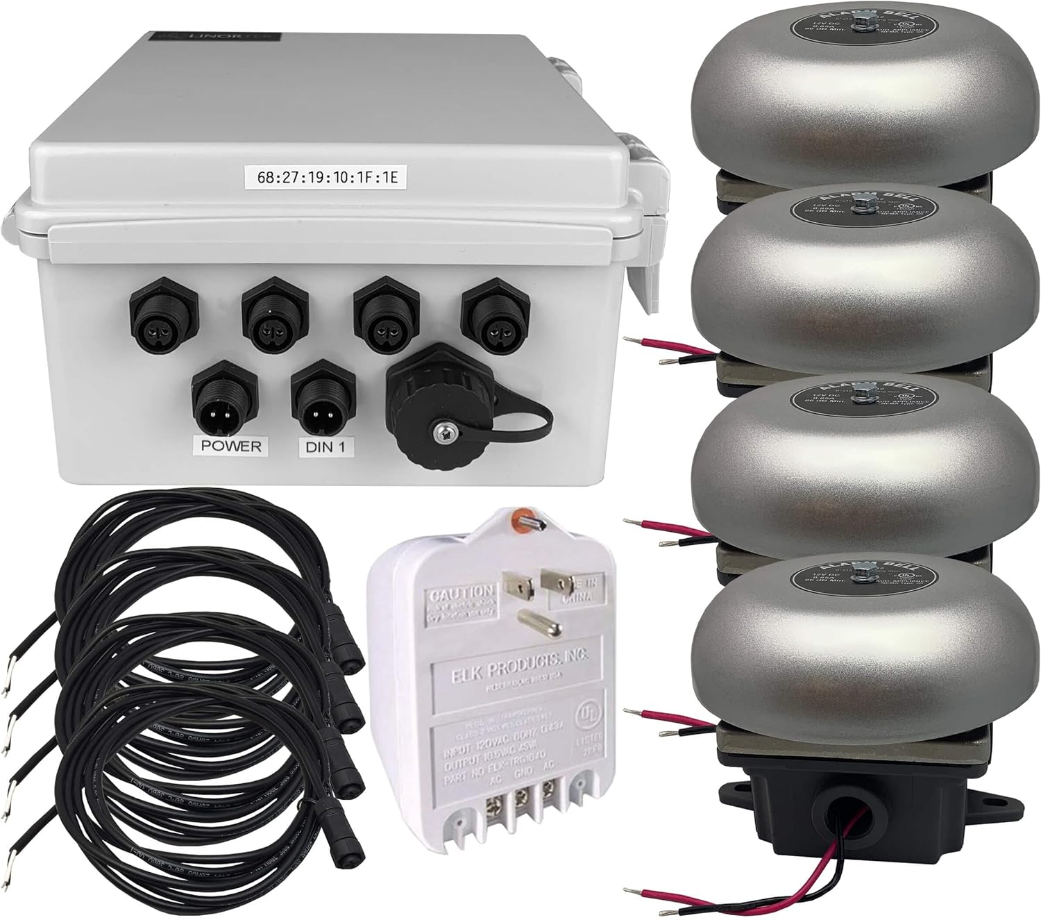 Netbell-4-4Bel TCP/IP Loud Electric School Factory Warehouse Break Alarm Bell System Automatic Programmable Bell Timer Software Web-Based Electronic Bell Controller System (4 Bells)