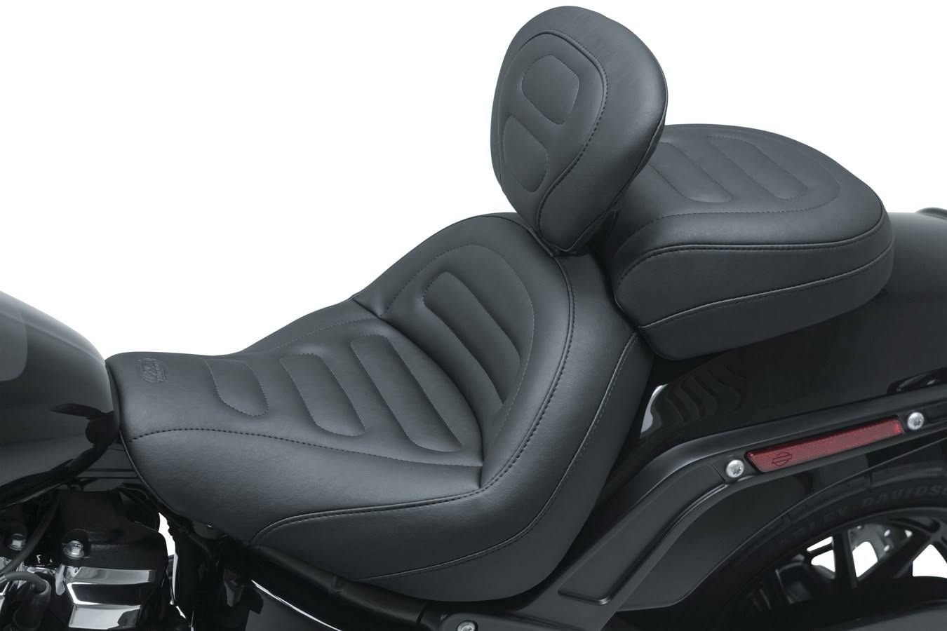 Mustang Touring Solo Seat with Driver Backrest for Harley Softail Fat