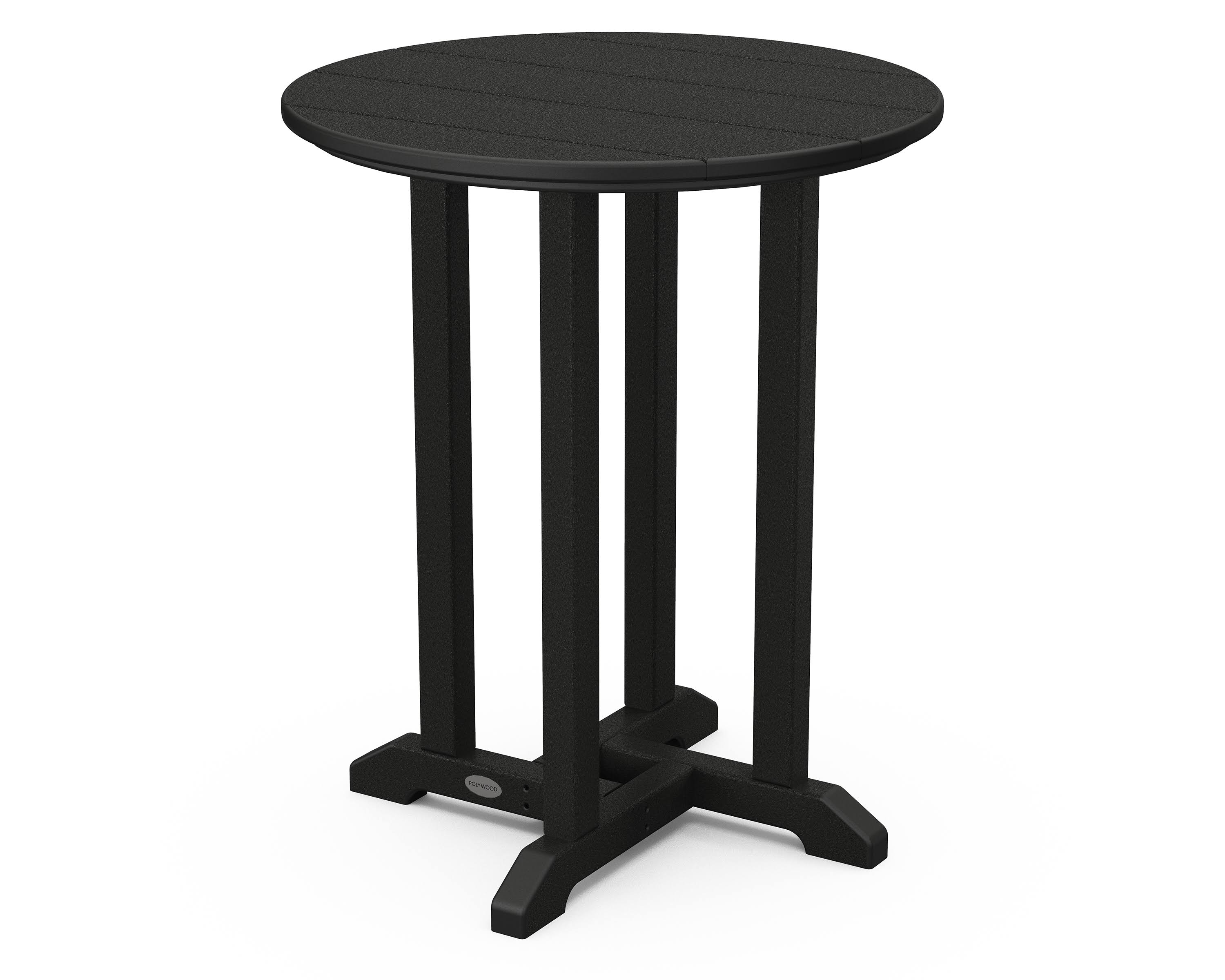 POLYWOOD Black 24x22 Traditional Round Dining Table