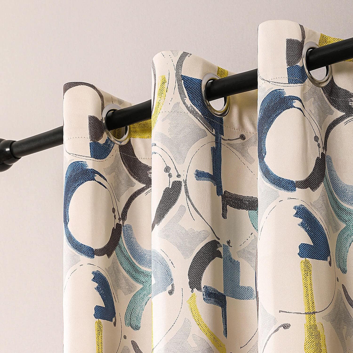 VOGOL Blackout Curtains 96 Inches Long, Geo Modern Pattern Velvet Curtain Grommet Room Darkening Curtain Panels Drapes for Bedroom Dining Room Hotel Home Office, 52x96, 2 Pieces