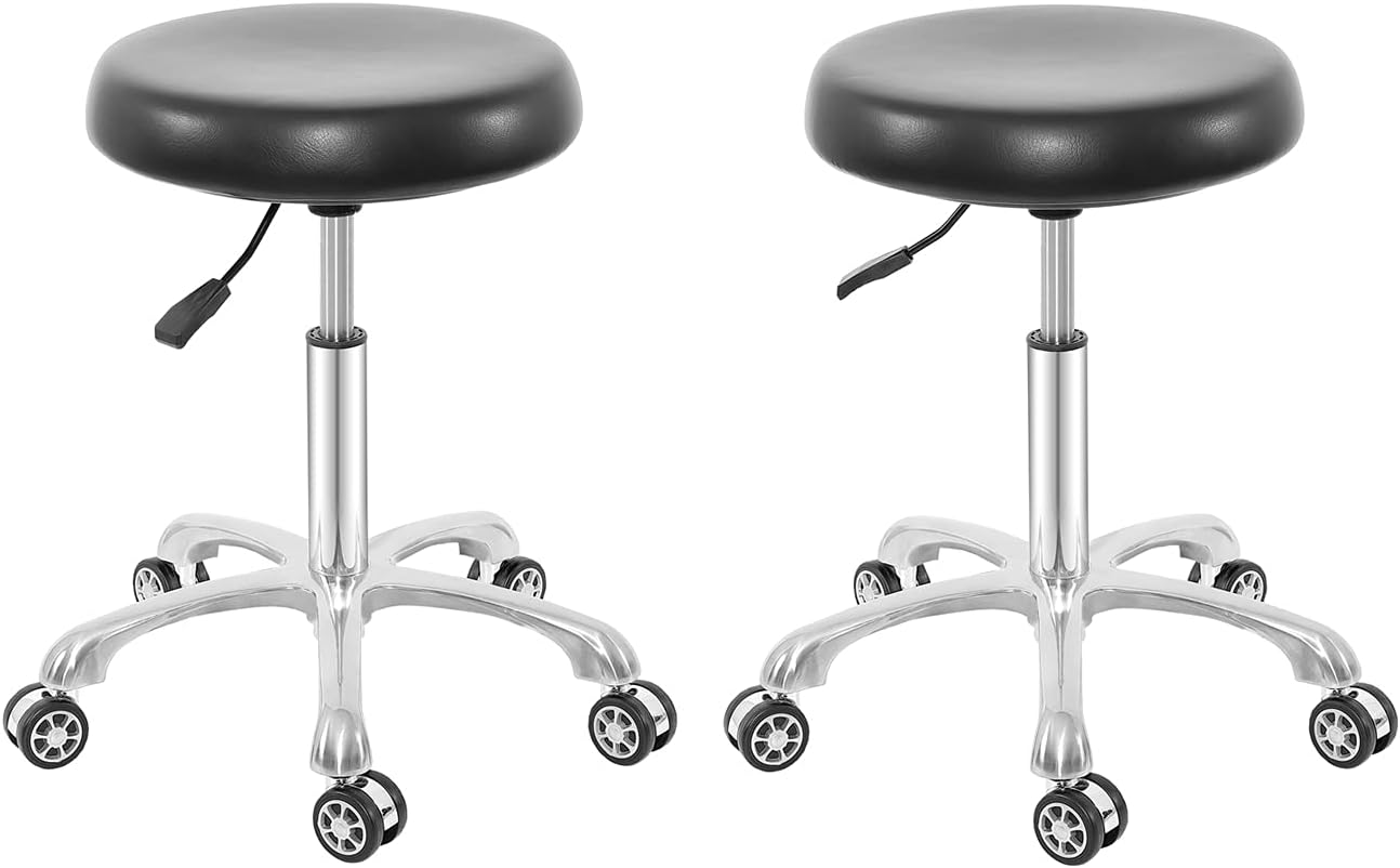 Nazalus Rolling Swivel Stool Height Adjustable with Wheels Heavy Duty for Office Home Desk Counter Salon (Black)