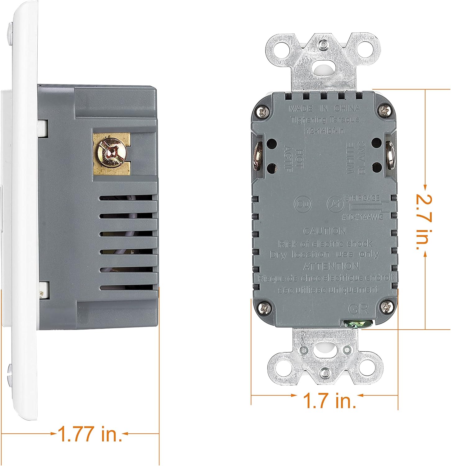 USB Charger Wall Outlet Dual High Speed Receptacle 15 Amp, Smart 4.8A Fast Charging Capability, Tamper Resistant Outlet Wall Plate Included UL Listed White MICMI C48 (4.8A USB Outlet 1pack)