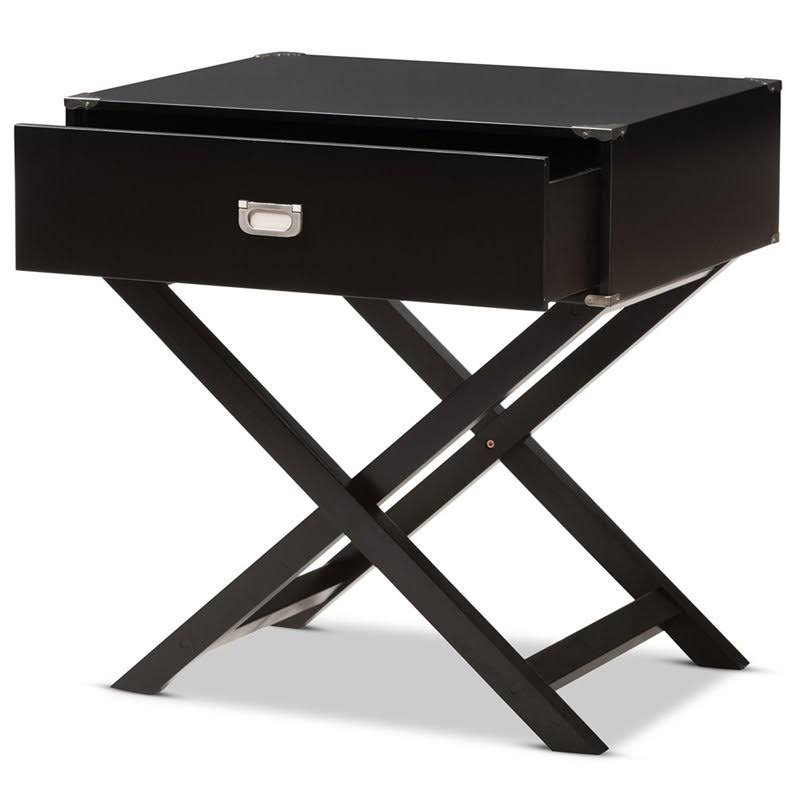 Baxton Studio Curtice 1 Drawer Nightstand Table in Black - 7628