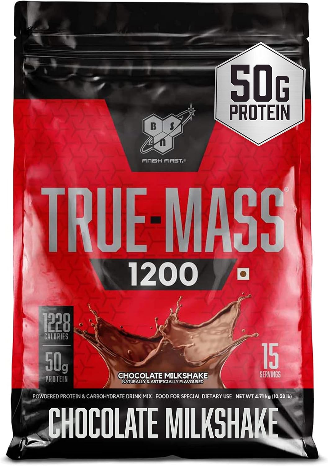 BSN TRUE-MASS Weight Gainer, Muscle Mass Gainer Protein Powder, Chocolate Milkshake, 10.38 Pound Pack of 2