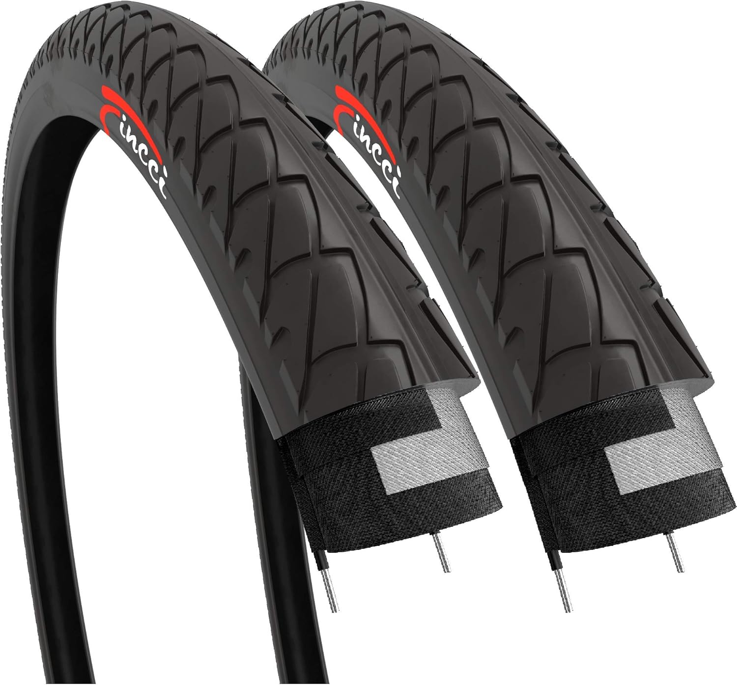 Fincci Pair 26 x 1.95 Inch Foldable Slick Tires for Road Mountain Hybrid Bike Bicycle - Pack of 2