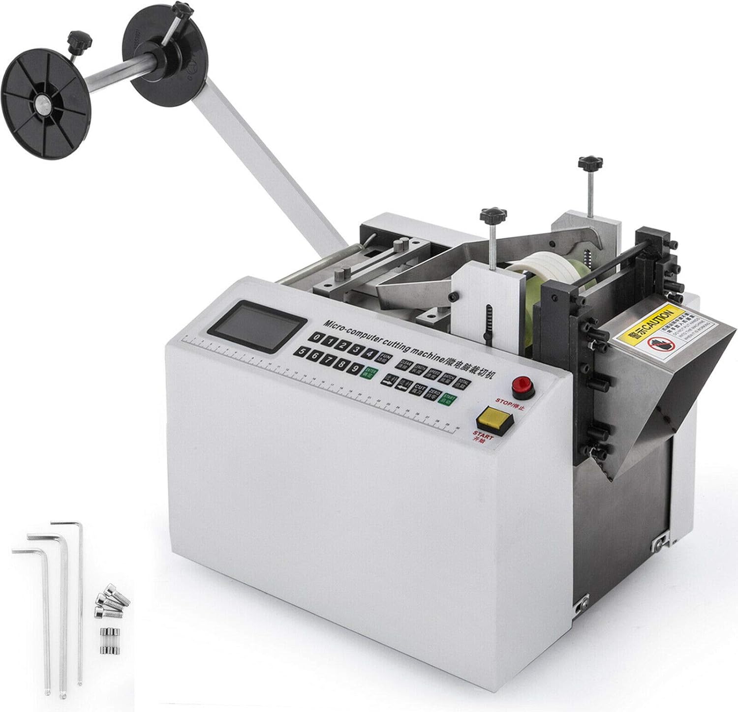 Mophorn Automatic Heat-Shrink Tube Cutting Machine 250W YS100 Tube Cable Pipe Cutter Precise Efficient Tube Cable Pipe Cutter Cutting Machine for Sleeve, Rubber/Plastic Tube, Small Wire, Sheet, Film