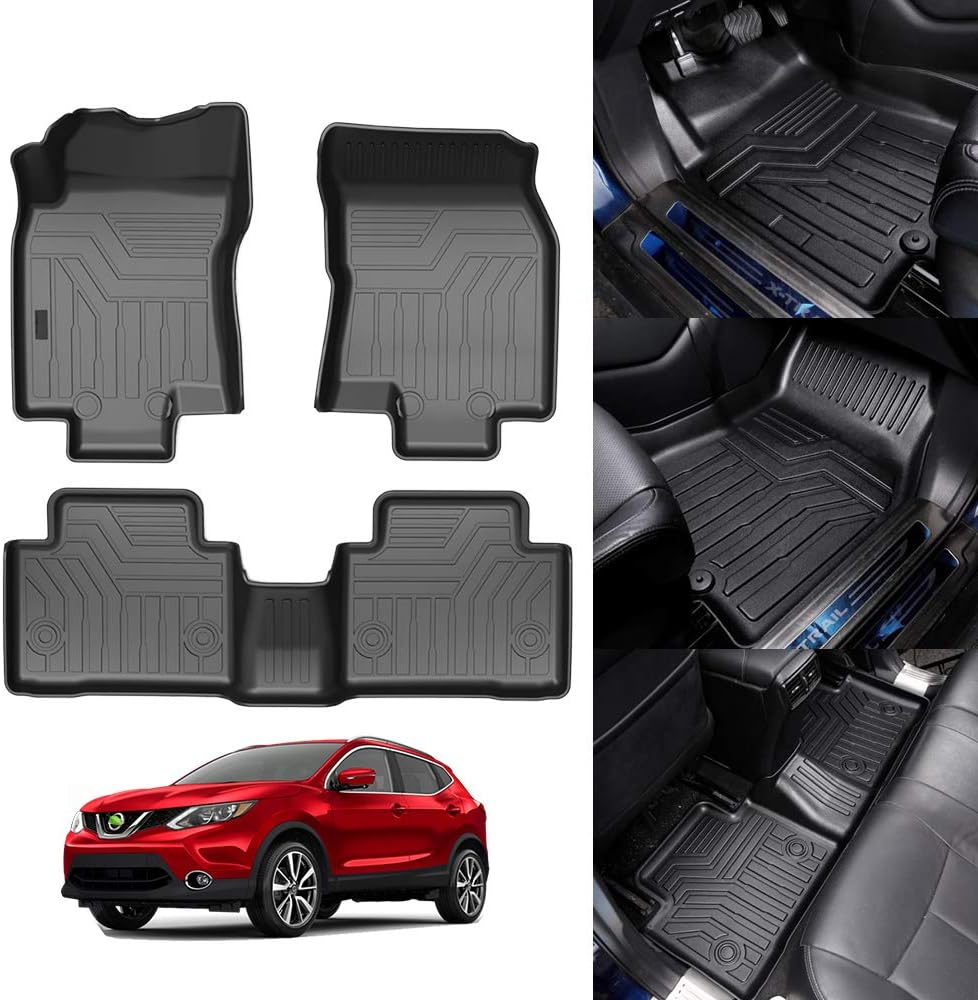 KUST All Weather Floor Mats for Nissan Rogue 2014-2020 (Not for 2021 Rogue 3rd Gen.) (No Rogue Select and Sport Models ) Floor Carpet Liners 2 Row Liner Set Black