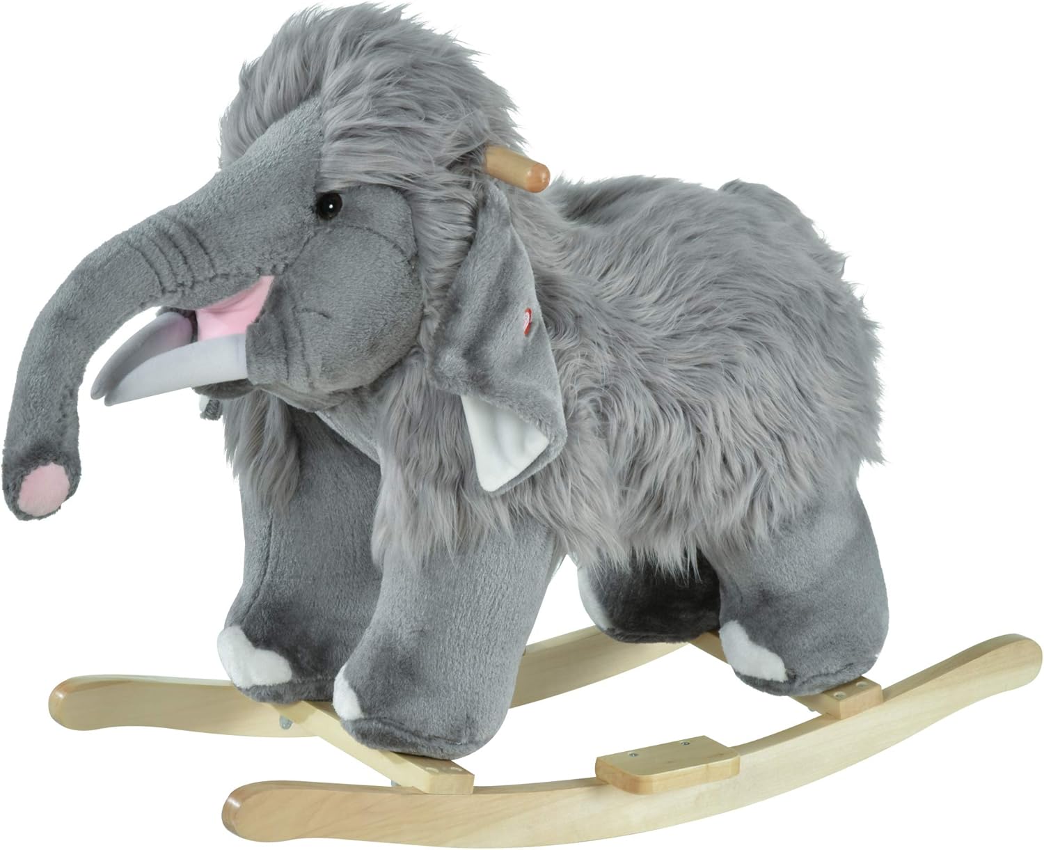 Qaba Kids Ride-On Rocking Horse Toy Mammoth Style Rocker with Fun Music & Soft Plush Fabric for Children 18-36 Months Pack of 2