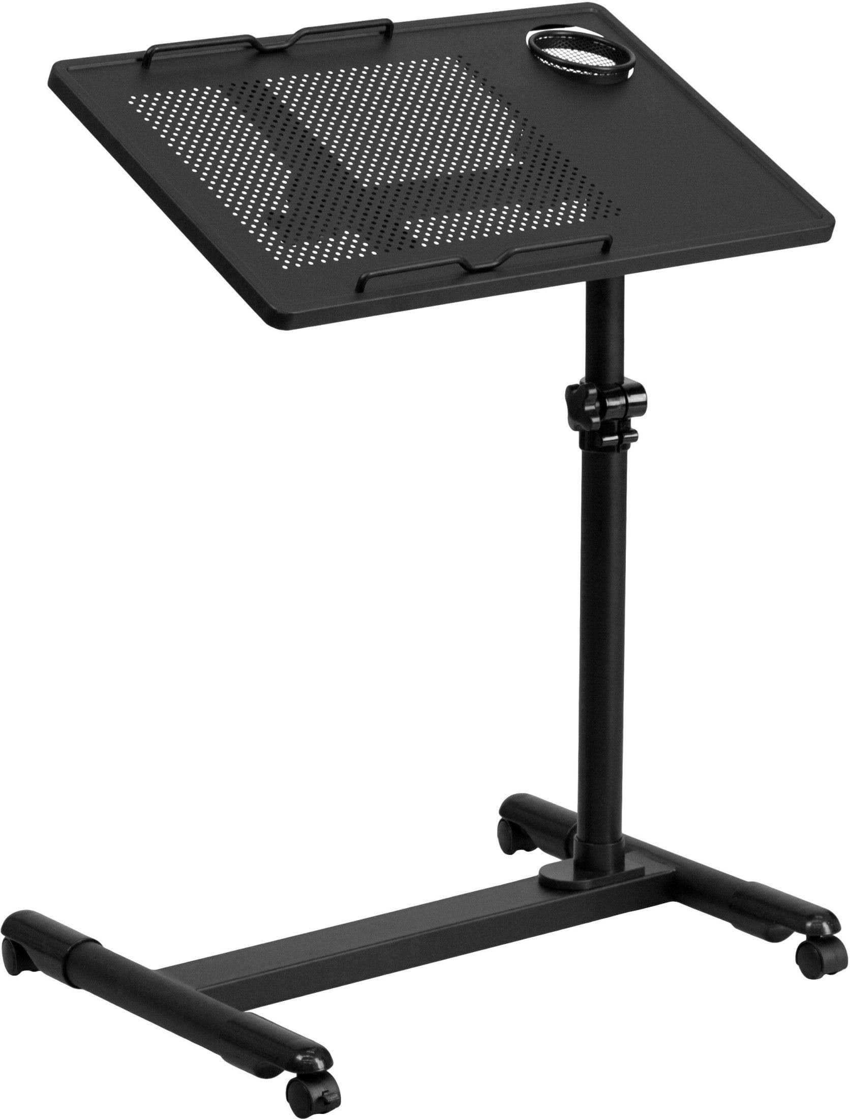 Flash Furniture Adjustable Height Steel Mobile Computer Desk, Black