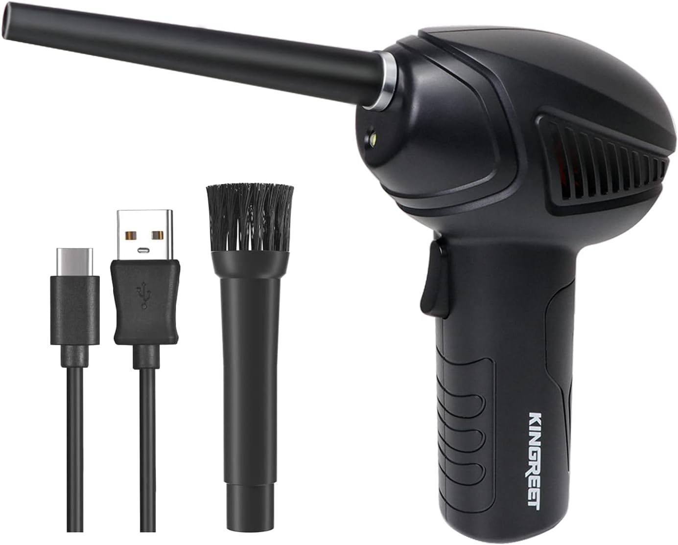 KINGREET Compressed Air Duster, Cordless Air Duster for Computers Keyboard Electronics Cleaning, Replacement for Compressed Air Can, Rechargeable 6000mAh Battery, Powerful 36000RPM, 10W Fast Charging Pack of 2