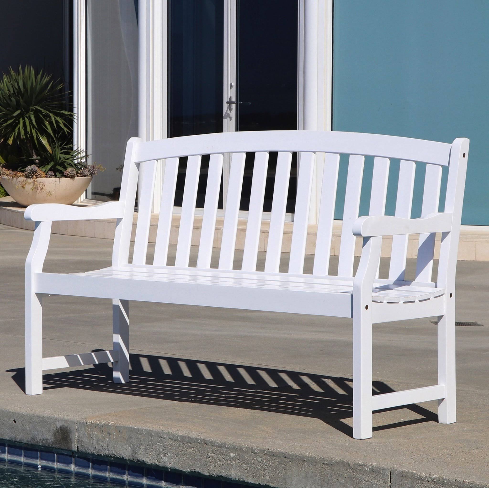 Vifah Bradley Acacia Outdoor Bench, White