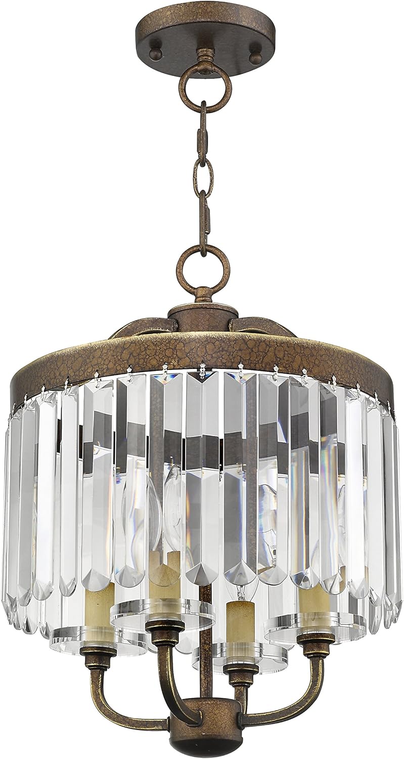 Livex Lighting 50543-64 Ashton 4-Light Convertible Mini Chandelier/Ceiling Mount, Hand Painted Palacial Bronze