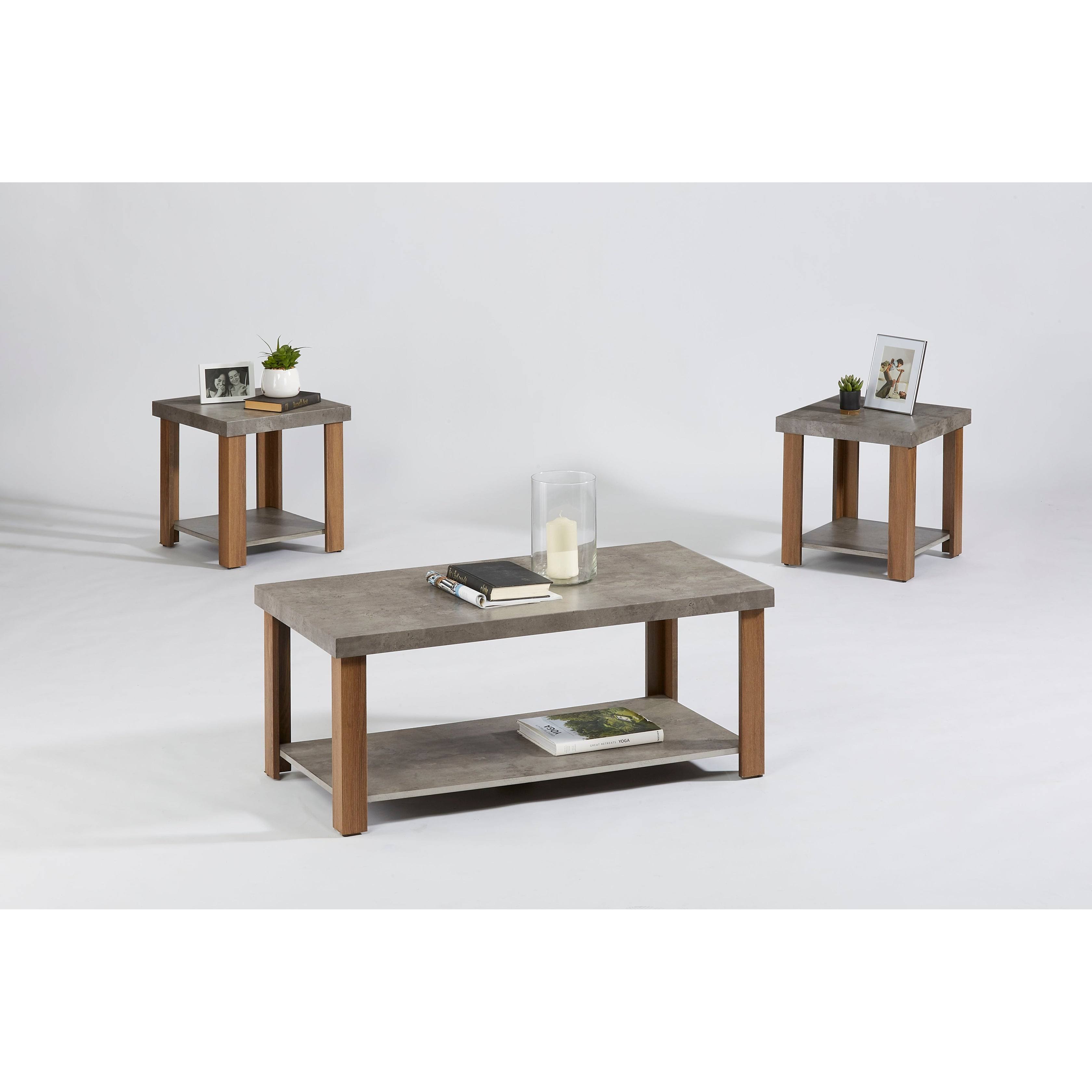 Progressive Furniture 3 Pack (Cocktail u0026 2 End Tables), Gray/Oak