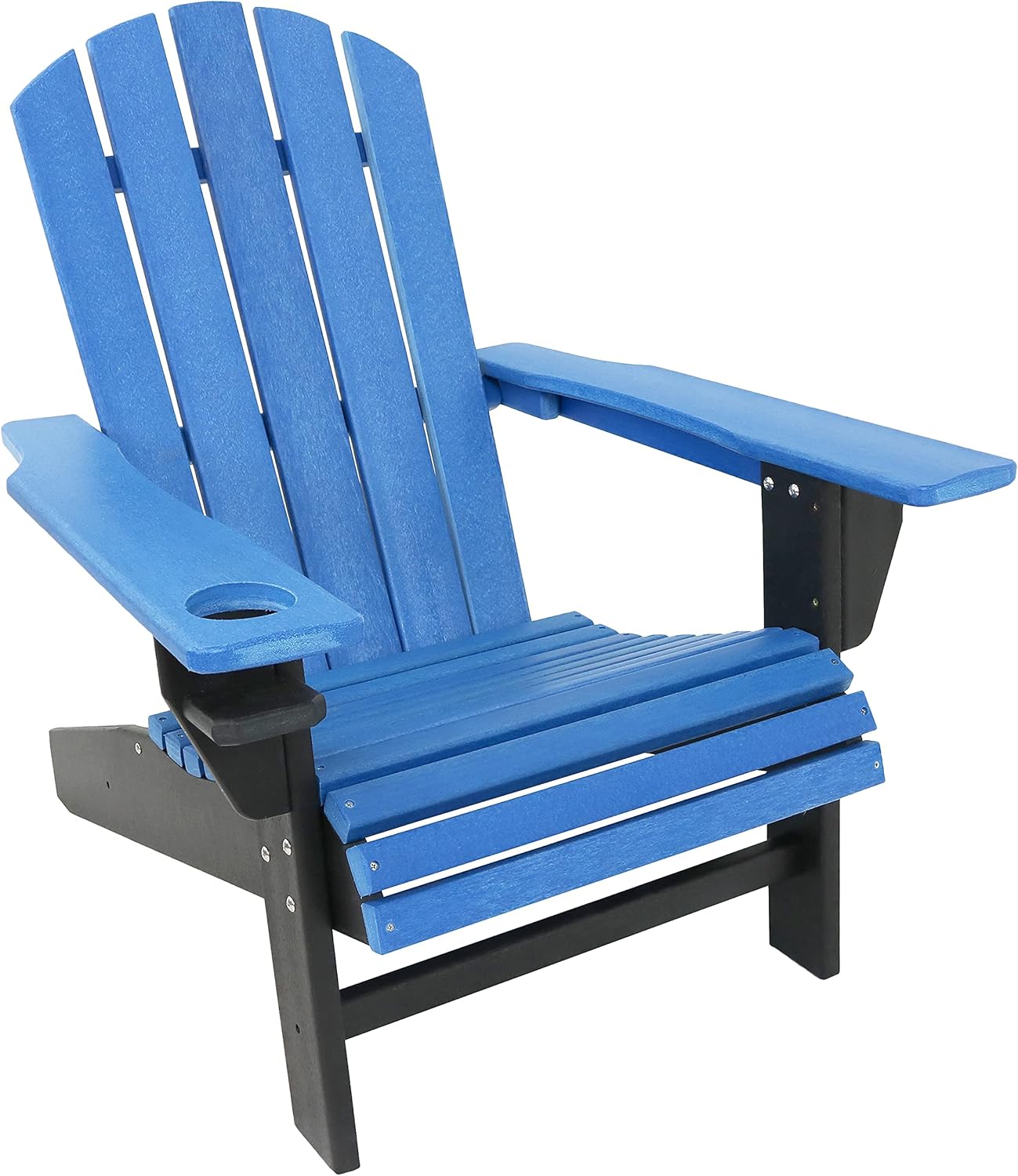 Sunnydaze All-Weather Turquoise/Black Outdoor Adirondack Chair with Drink Holder - Heavy Duty HDPE Weatherproof Patio Chair - Ideal for Lawn, Garden, and Around The Firepit