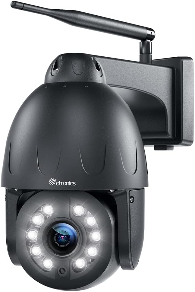 5MP Outdoor PTZ Security Camera 16X Optical Zoom, Ctronics Auto Tracking WiFi IP Camera Surveillance Cam with Cruise, Color Night Vision, Human Detection, CMOS Image Sensor