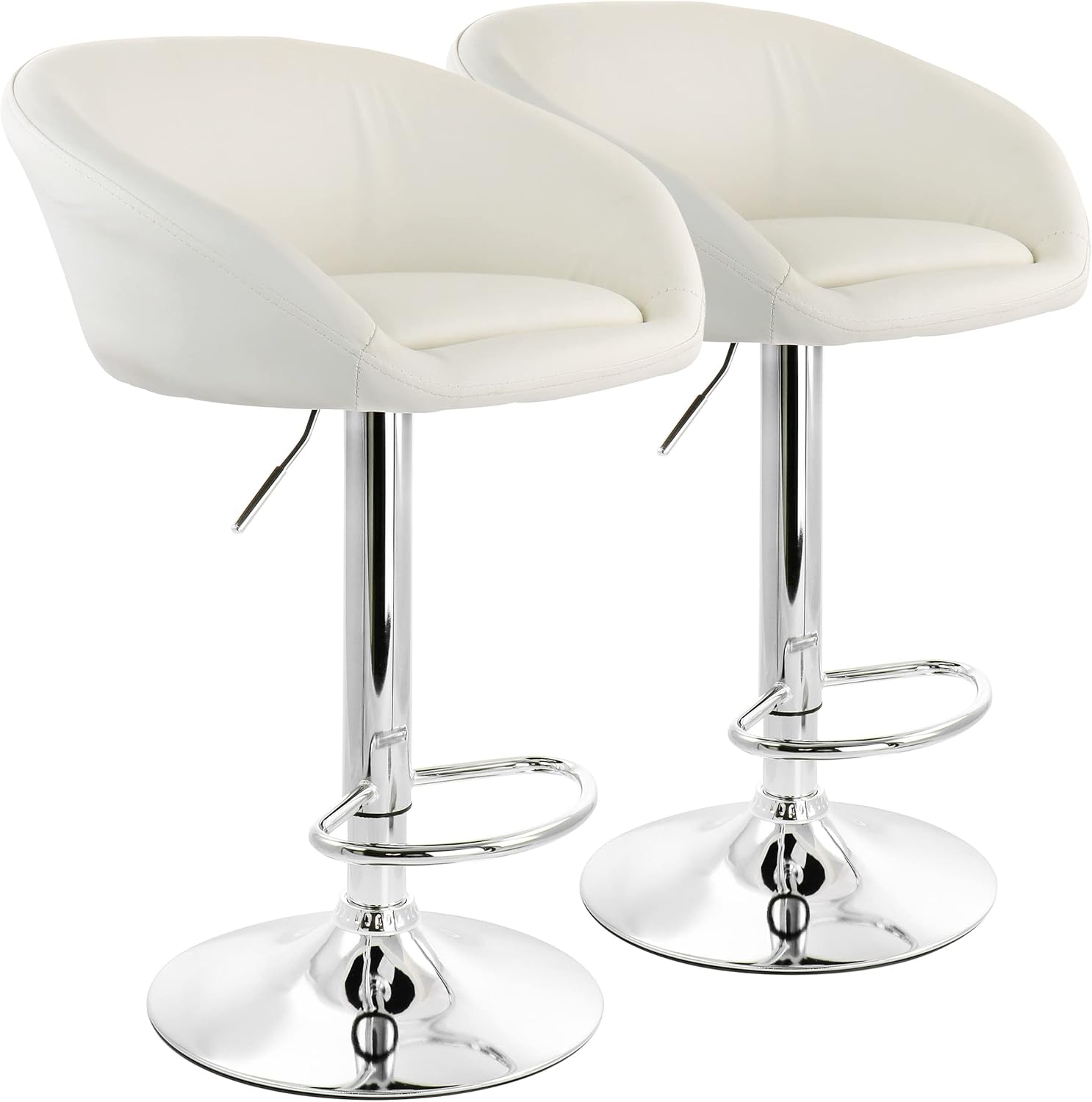 Elama 2 Piece Adjustable Faux Leather Bar Stool, Black, Chrome, (ELM-702)