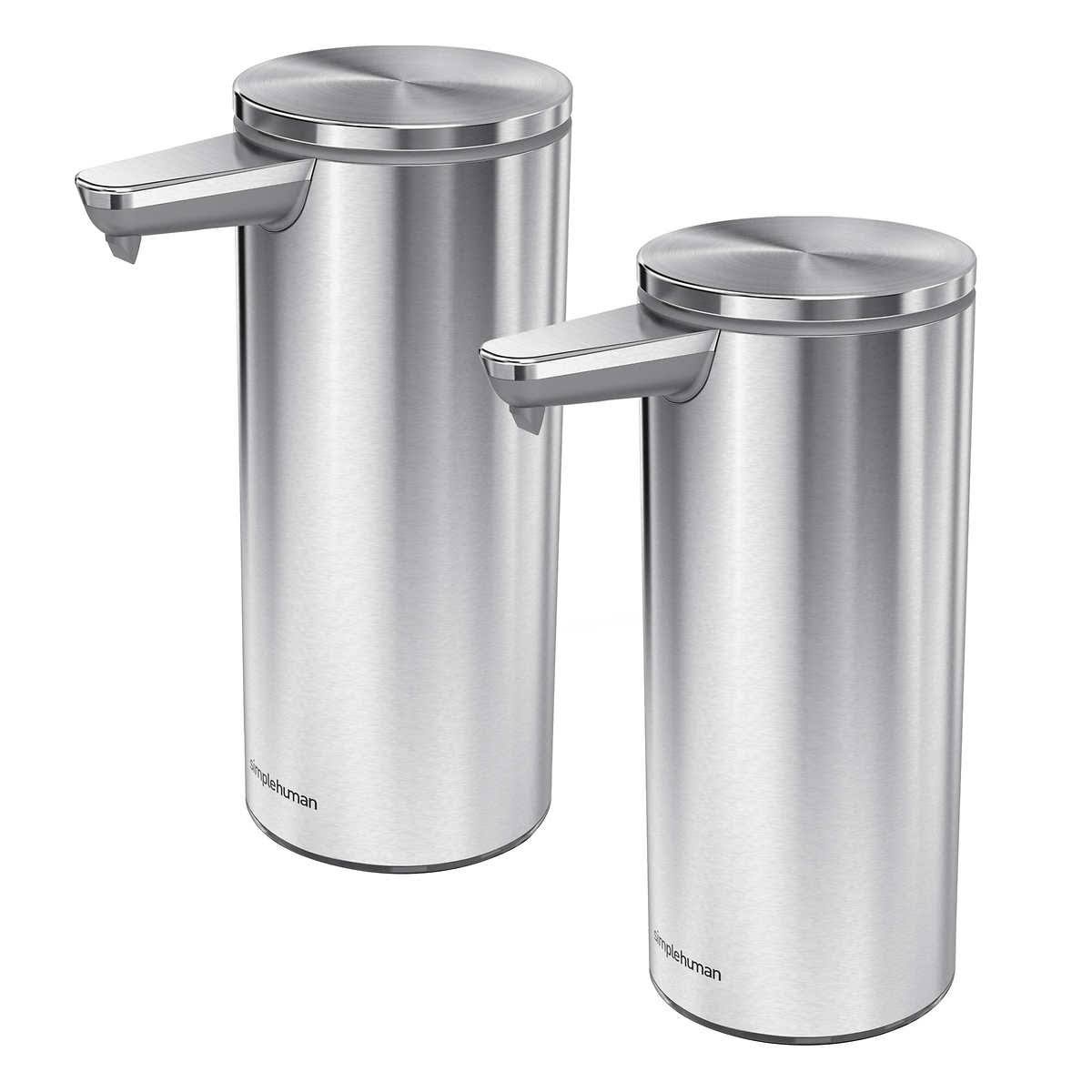 simplehuman Rechargeable Sensor Soap Dispenser, 2 Pack