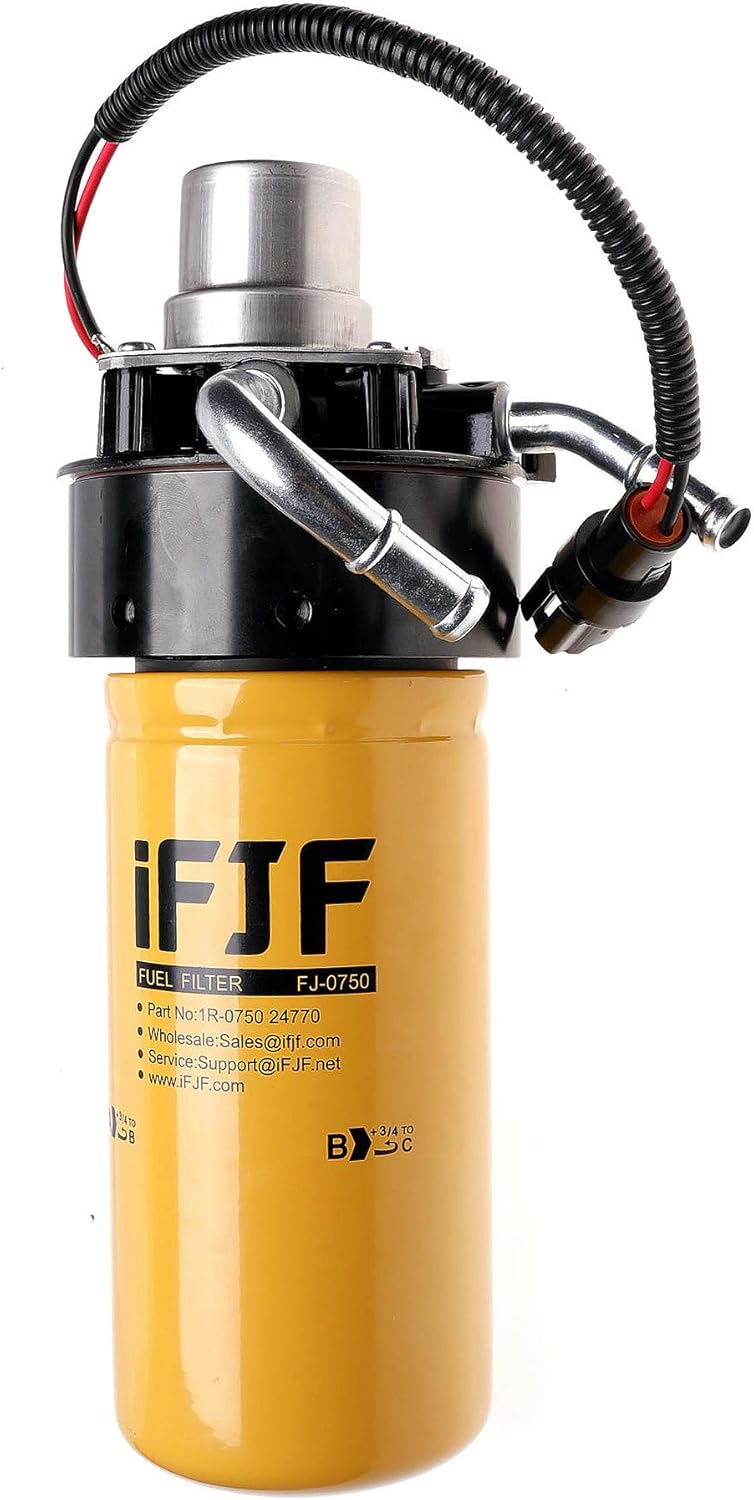 iFJF 1R-0750 Fuel Filter and Refit Head and 12642623 Fuel Filter Head with Pump Replacement for GM Duramax V8 6.6L 2005-2016 Chevy Silverado/GMC Sierra 2500HD 3500HD Replaces TP3018