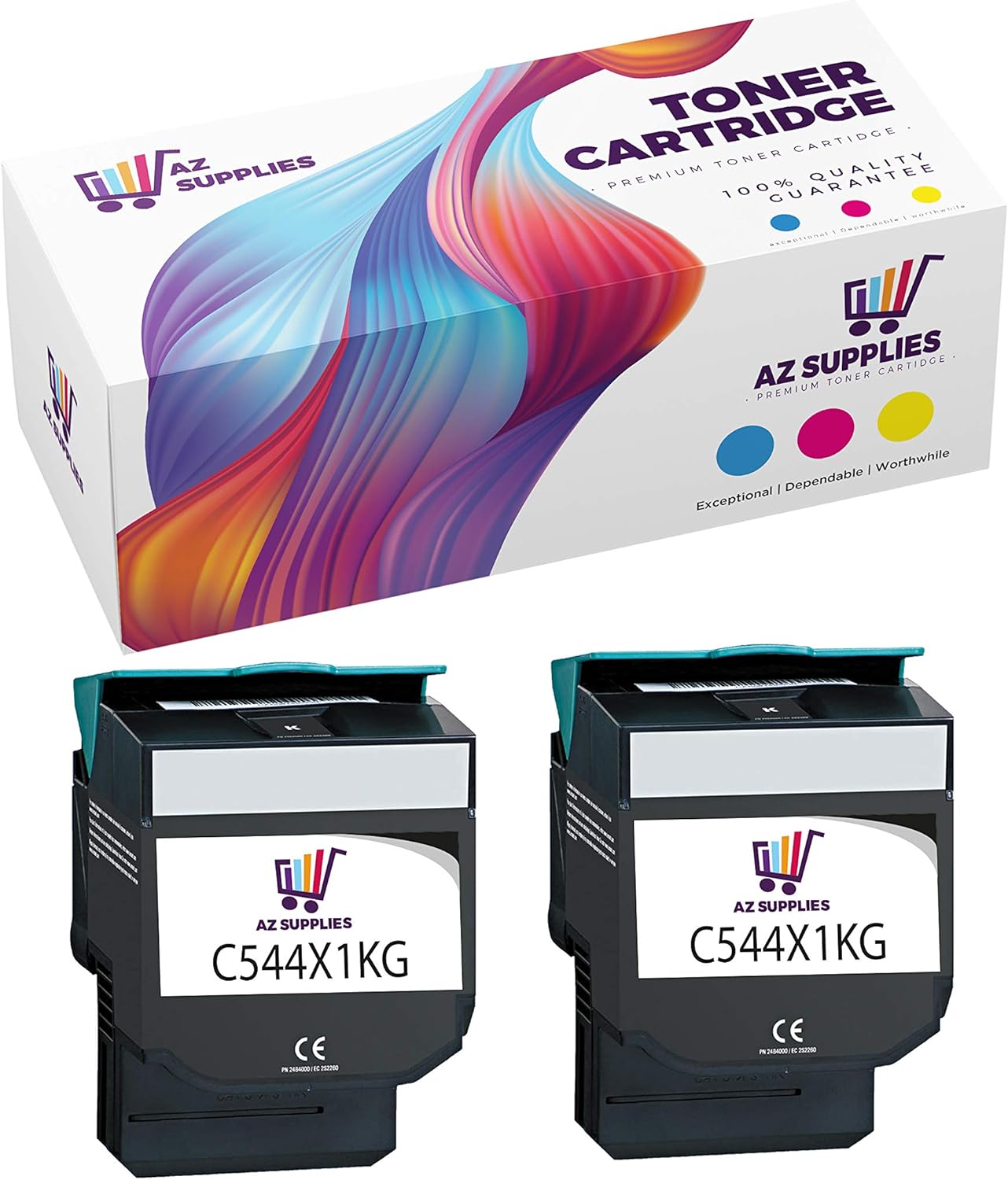 AZ Supplies Compatible Toner Cartridge Replacement for Lexmark C544X1KG C544X2KG C544 C544DN C544DTN C544DW C544N X544 X544DN X544DTN X544DW X544N Black 2 Packs