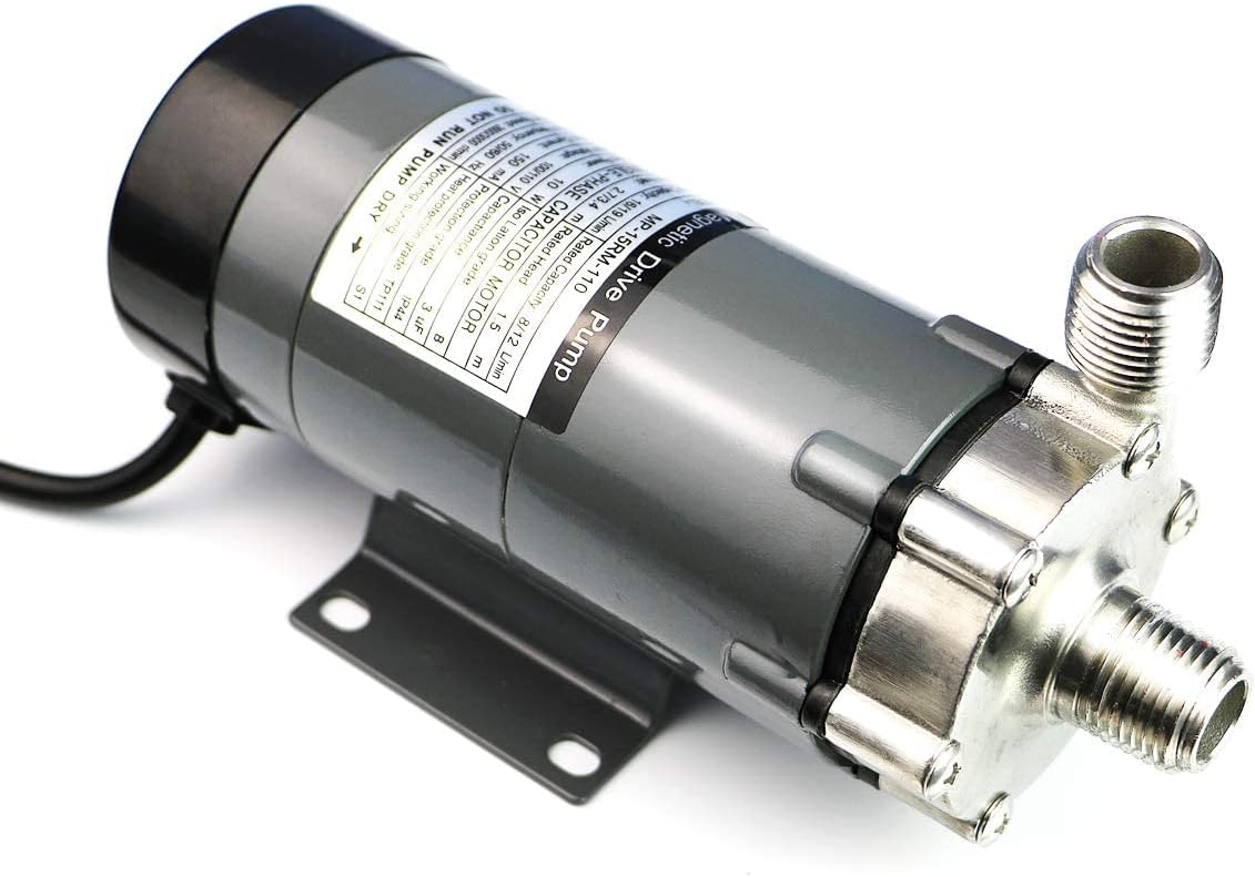 BACOENG Stainless Steel 115 Volt Inline Home Brewing System Beer Pump, 55” Cord WITH Plug, Inlet 1/2” x Outlet 1/2” MPT