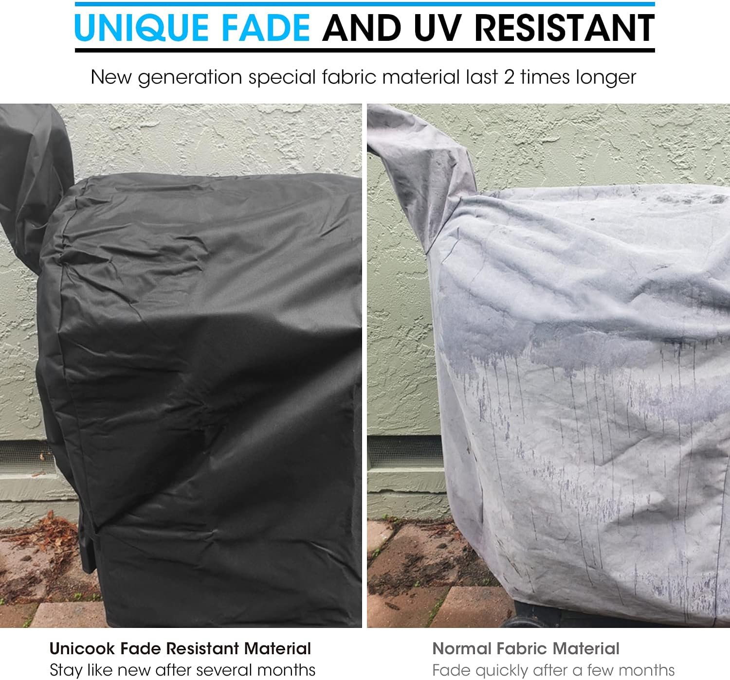 Unicook Pellet Grill Cover, Compatible with Traeger Pro Series 575 Grill, Z Grill and More, Heavy Duty Waterproof Full Length BBQ Grill Cover, Fade and UV Resistant Pellet Smoker Cover, Black Pack of 2