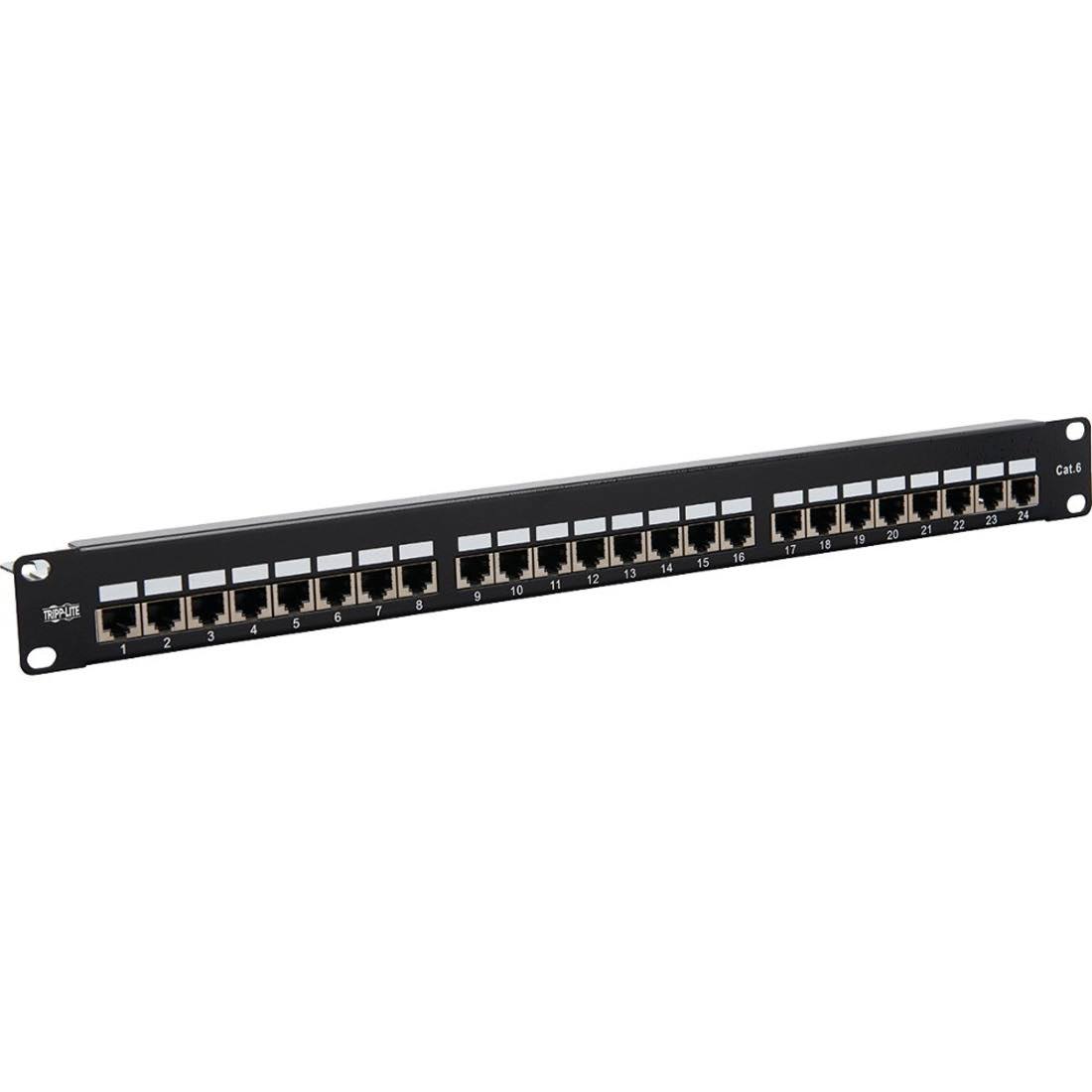 Tripp Lite Cat5e/Cat6 24-Port Patch Panel - Shielded, Krone IDC, 568B, RJ45 Ethernet, 1U Rack-Mount, TAA Patch panel - CAT 5/5e/