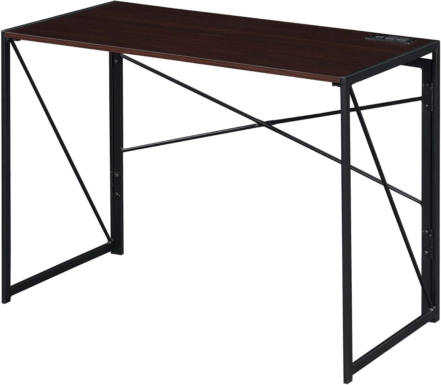 Convenience Concepts Xtra Folding Desk with Charging Station, Espresso/Black Pack of 2