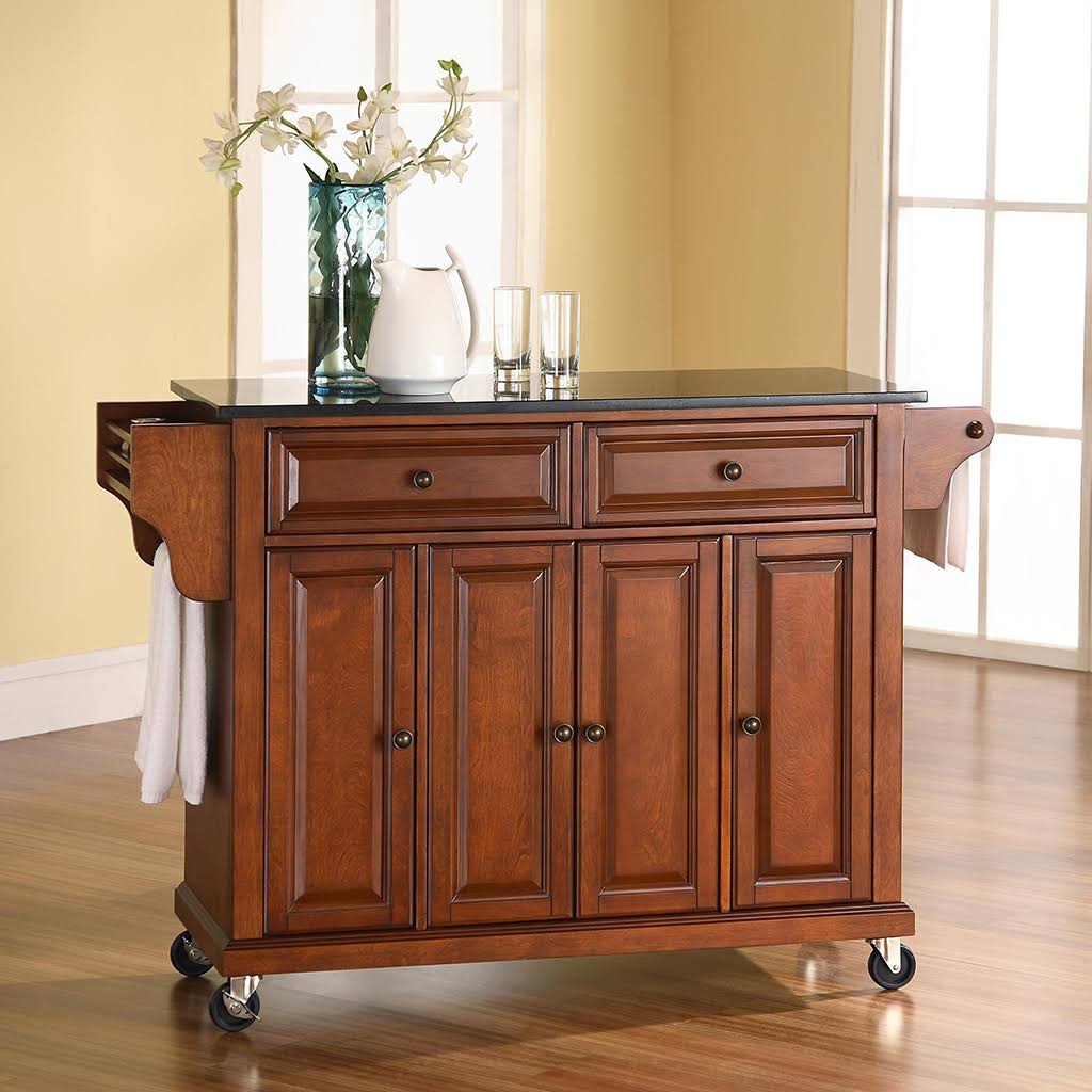Crosley Furniture Solid Black Granite Top Kitchen Cart, Brown