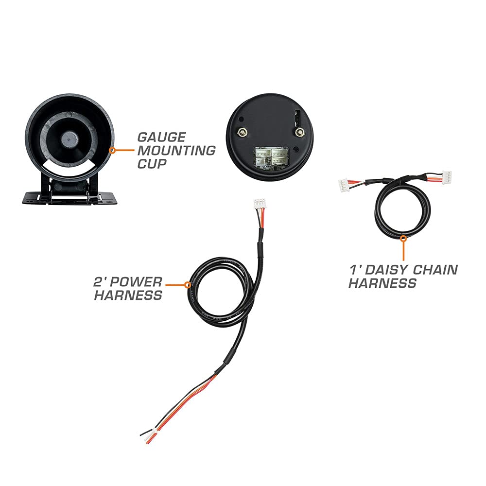 GlowShift Elite 10 Color Volt Voltmeter Gauge - Voltage Range 8 - 18 Volts - Black Dial - Tinted Lens - Peak Recall Function - 2-1/16