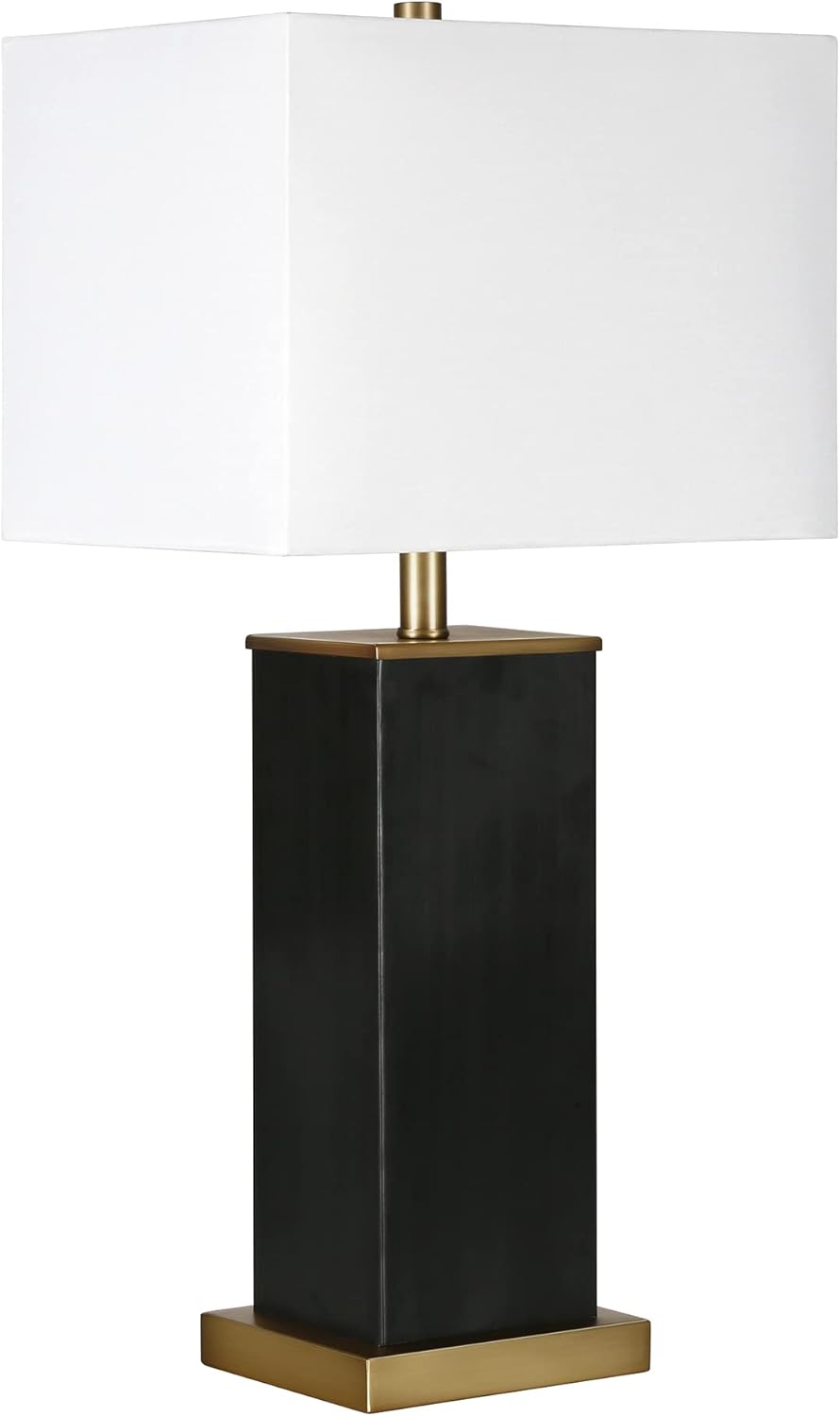 Henn&Hart Modern Metal Hand-Painted Table Lamp with Brass Accents in Blackened Bronze (TL0536)
