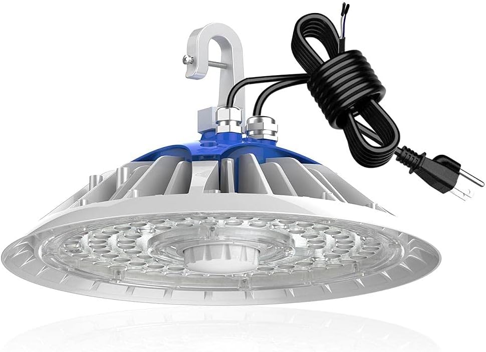 Konlite 2 Pack LED UFO LED High Bay Light 250W White 39,000LM 5000K 0-10V Dimmable 8' Cable with Plug, UL and DLC, Motion Sensor Compatible